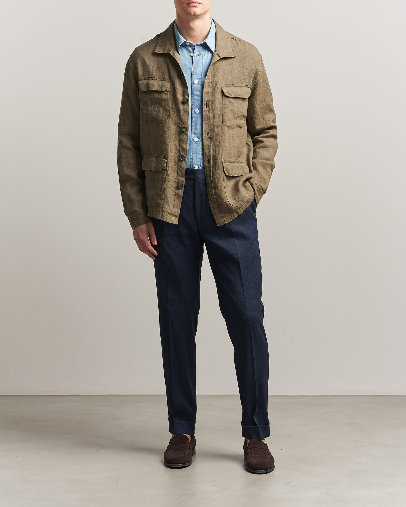 Homme | Manteaux Et Vestes | Herno | Linen Safari Jacket Military