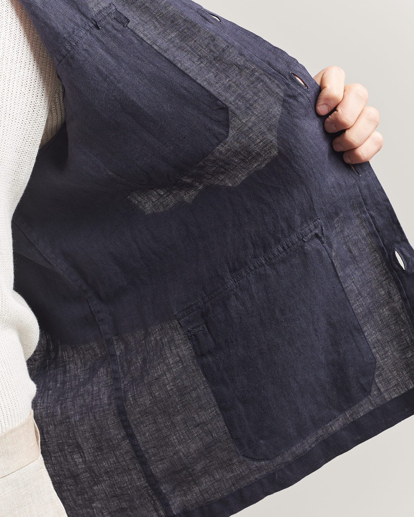 Homme | Manteaux Et Vestes | Herno | Linen Safari Jacket Navy