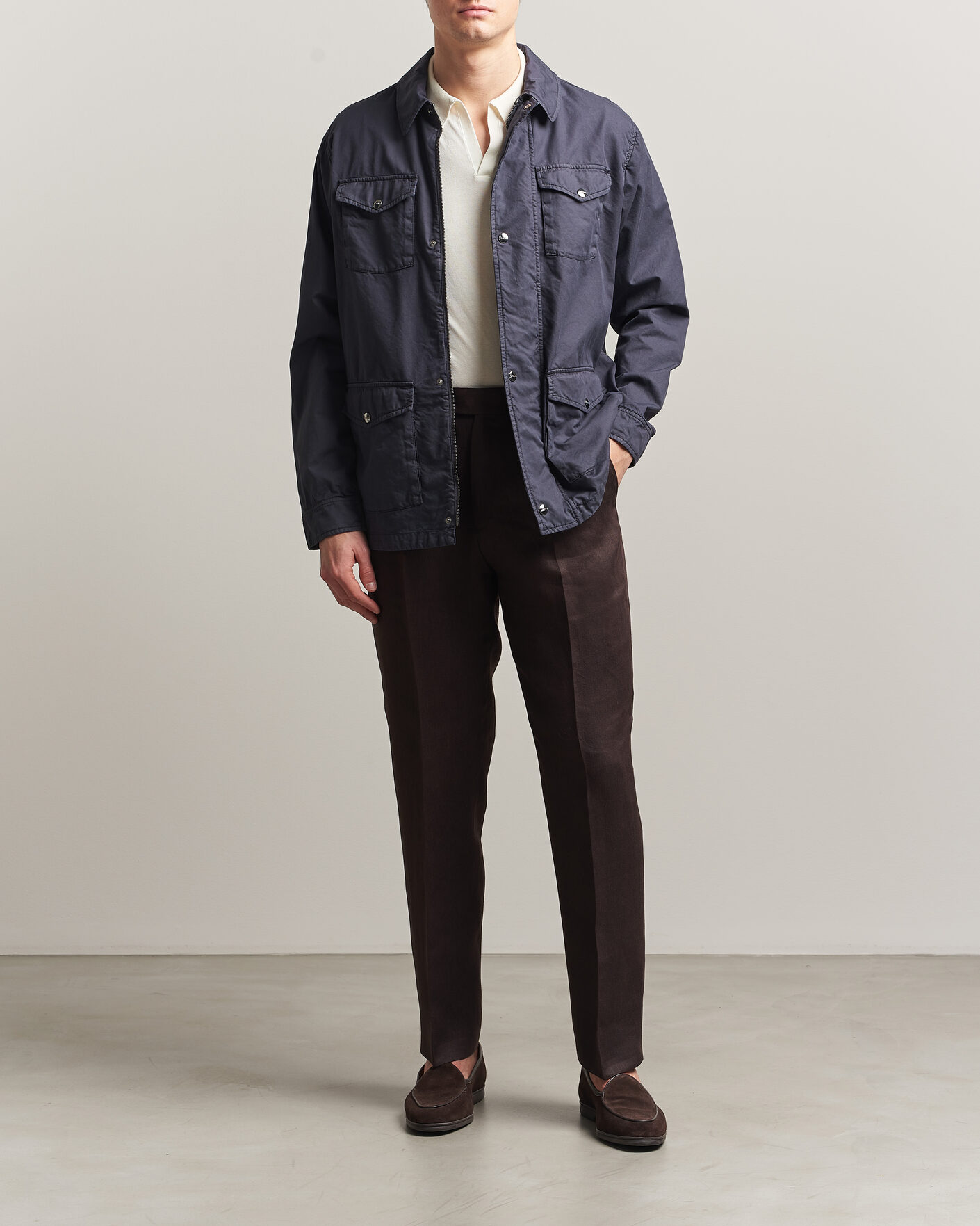 Homme | Manteaux Et Vestes | Herno | Washed Cotton Field Jacket Navy