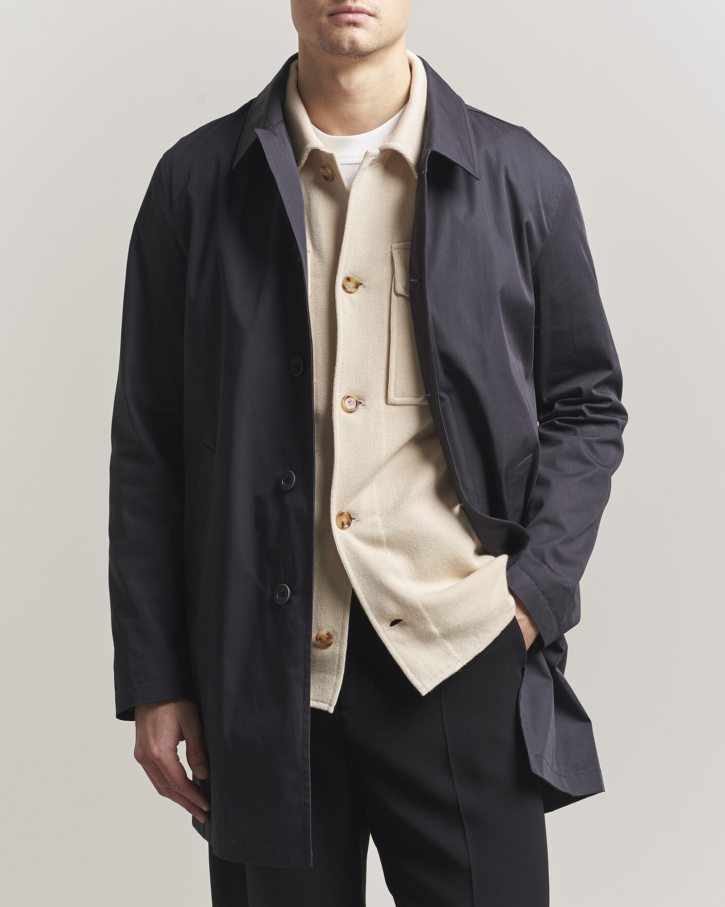 Homme | Manteaux Et Vestes | Herno | Cotton Car Coat Navy