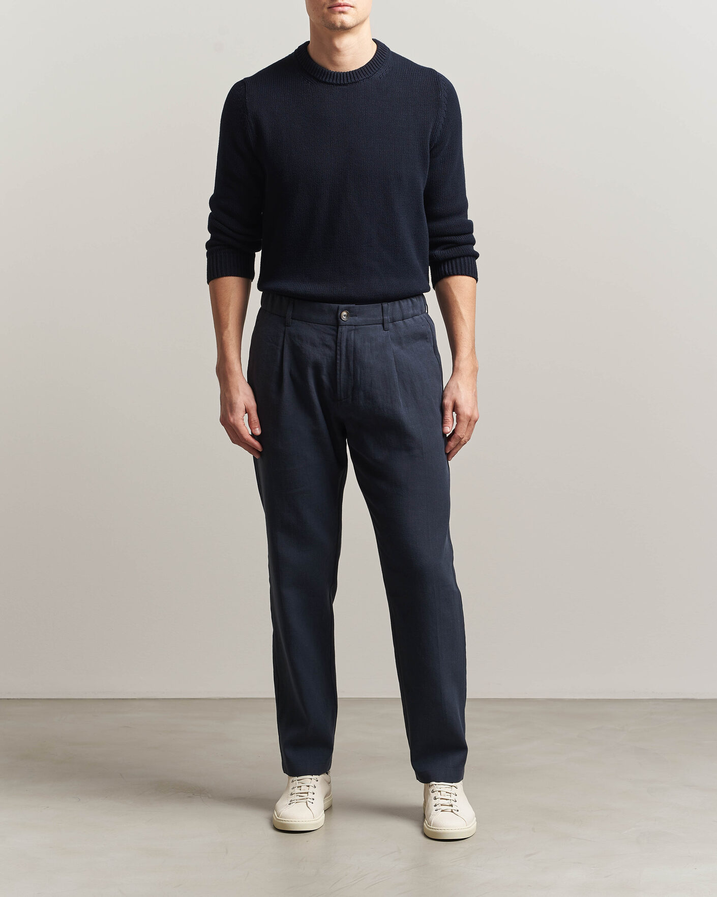 Homme | Pantalons | Herno | Cotton/Linen Drawstring Pants Navy