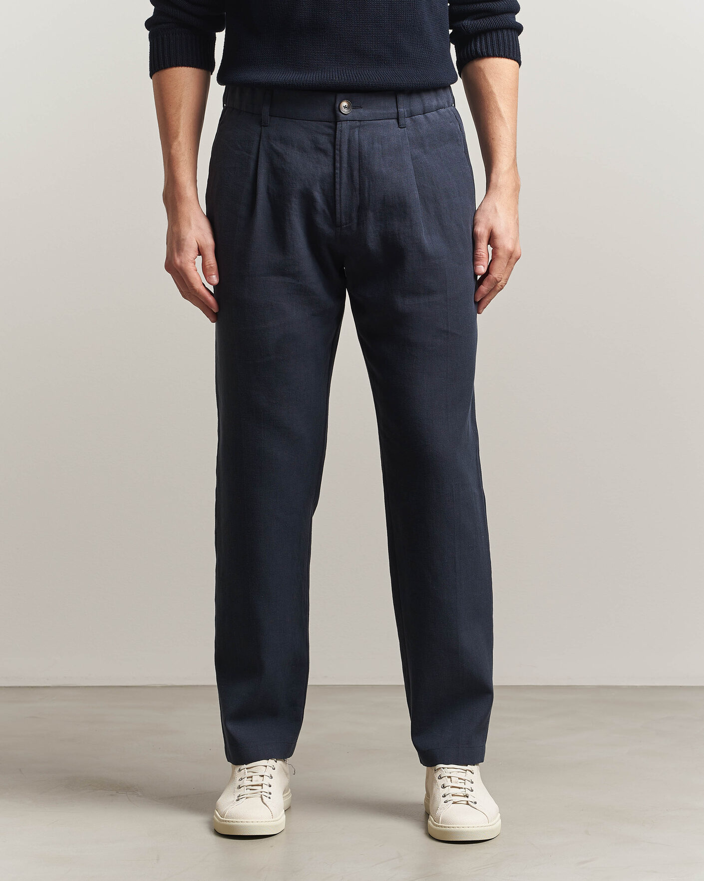 Homme | Pantalons | Herno | Cotton/Linen Drawstring Pants Navy