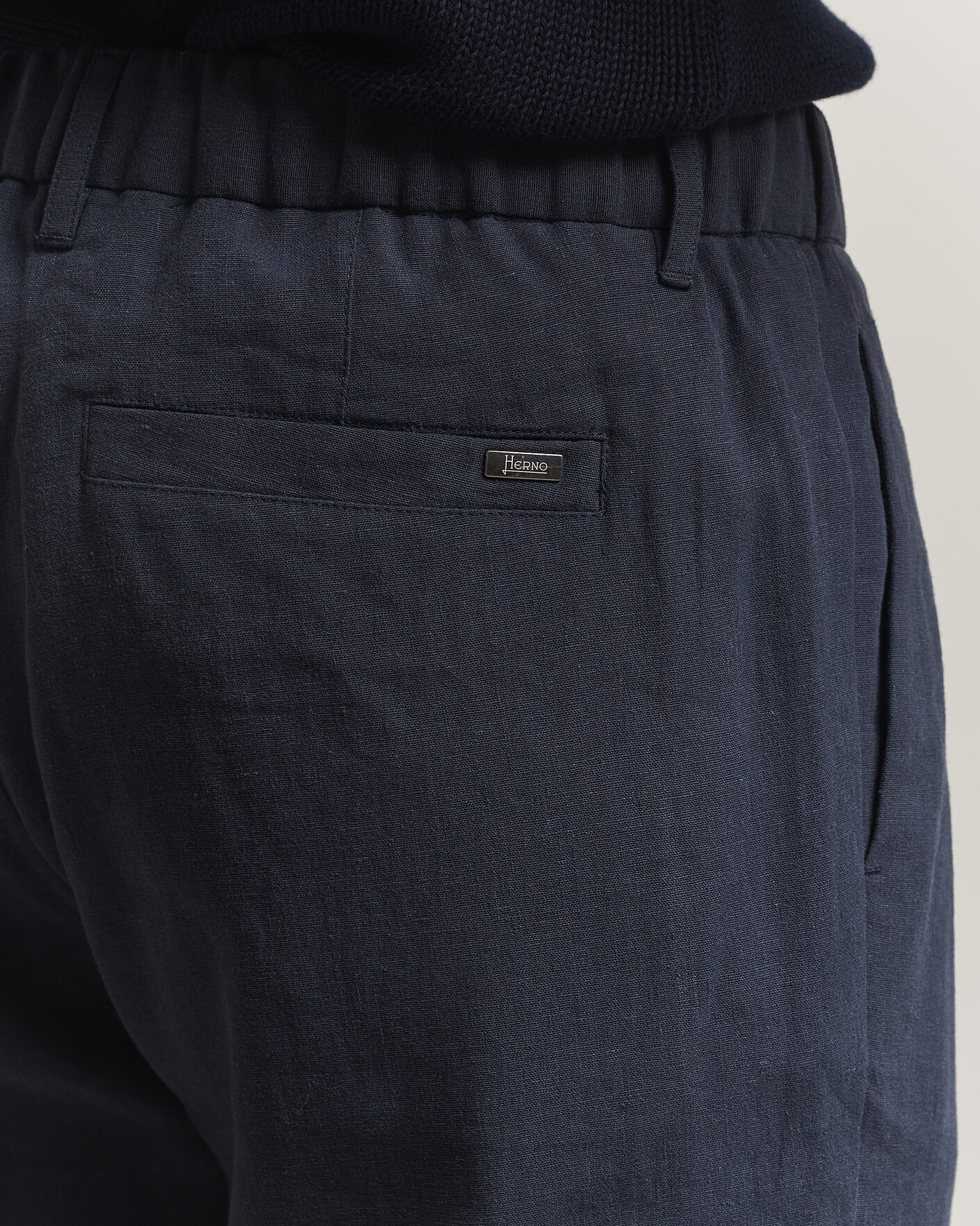 Homme | Pantalons | Herno | Cotton/Linen Drawstring Pants Navy