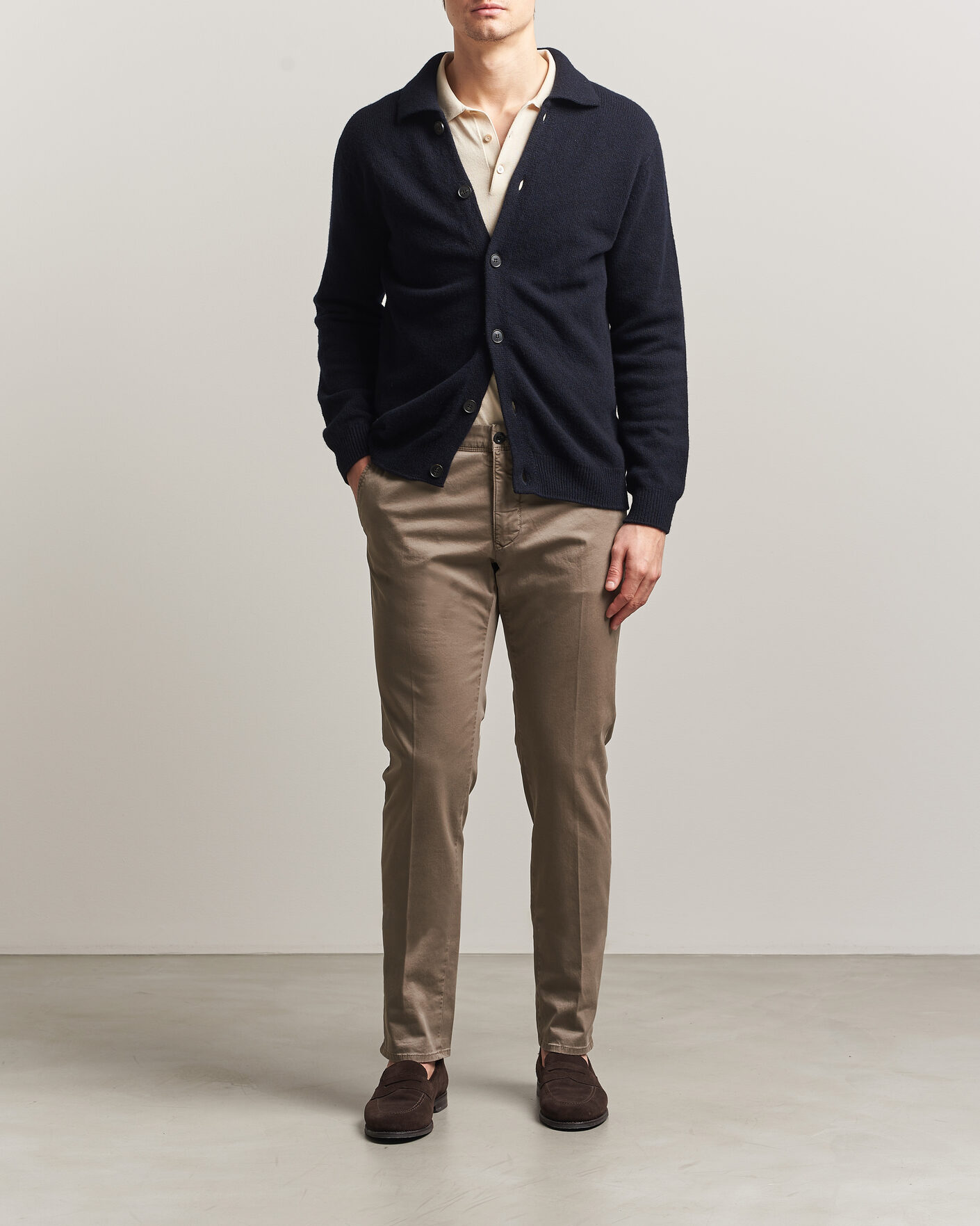Homme | Pantalons | Incotex | Slim Fit Garment Dyed Slacks Taupe