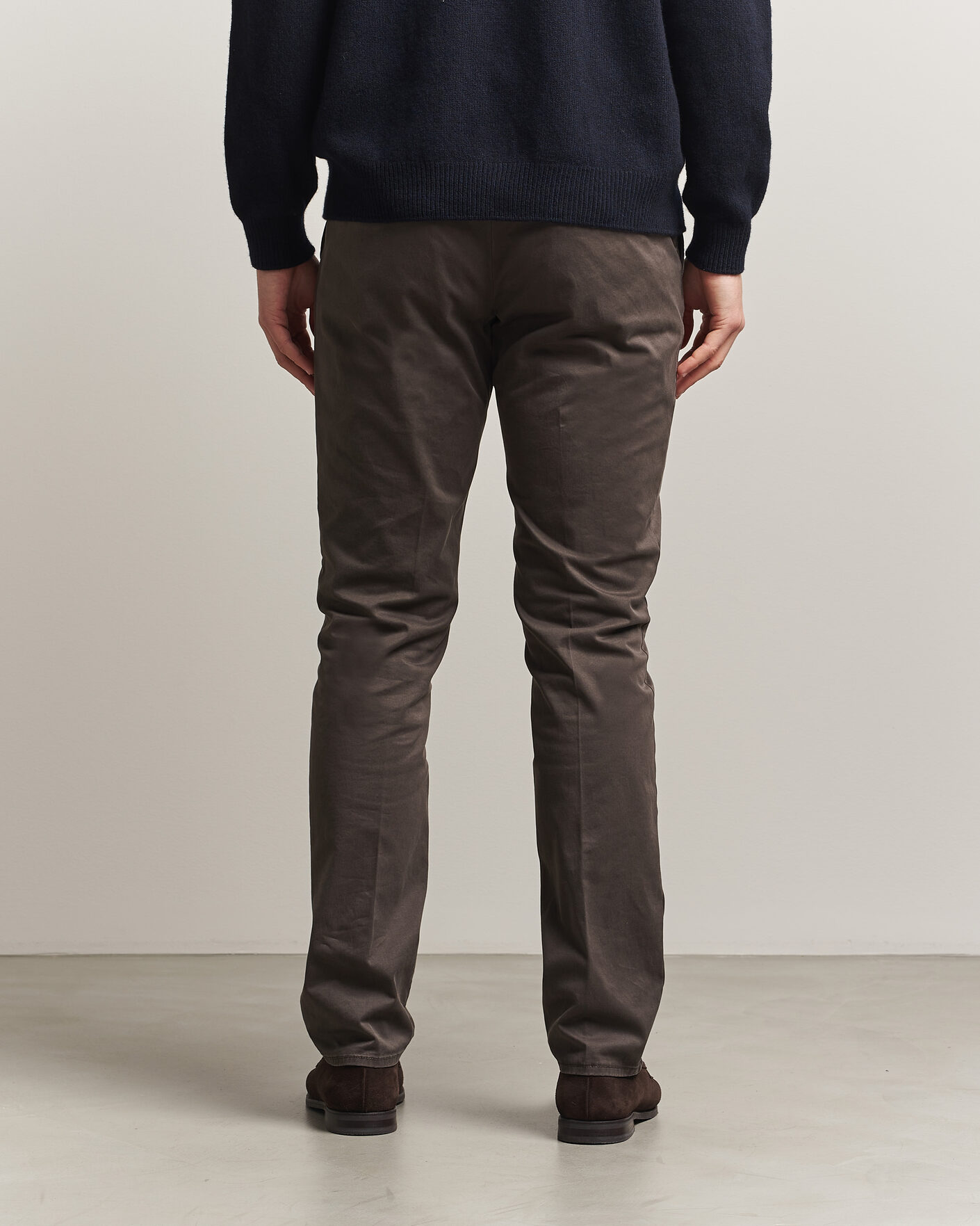Homme | Pantalons | Incotex | Slim Fit Garment Dyed Slacks Dark Brown