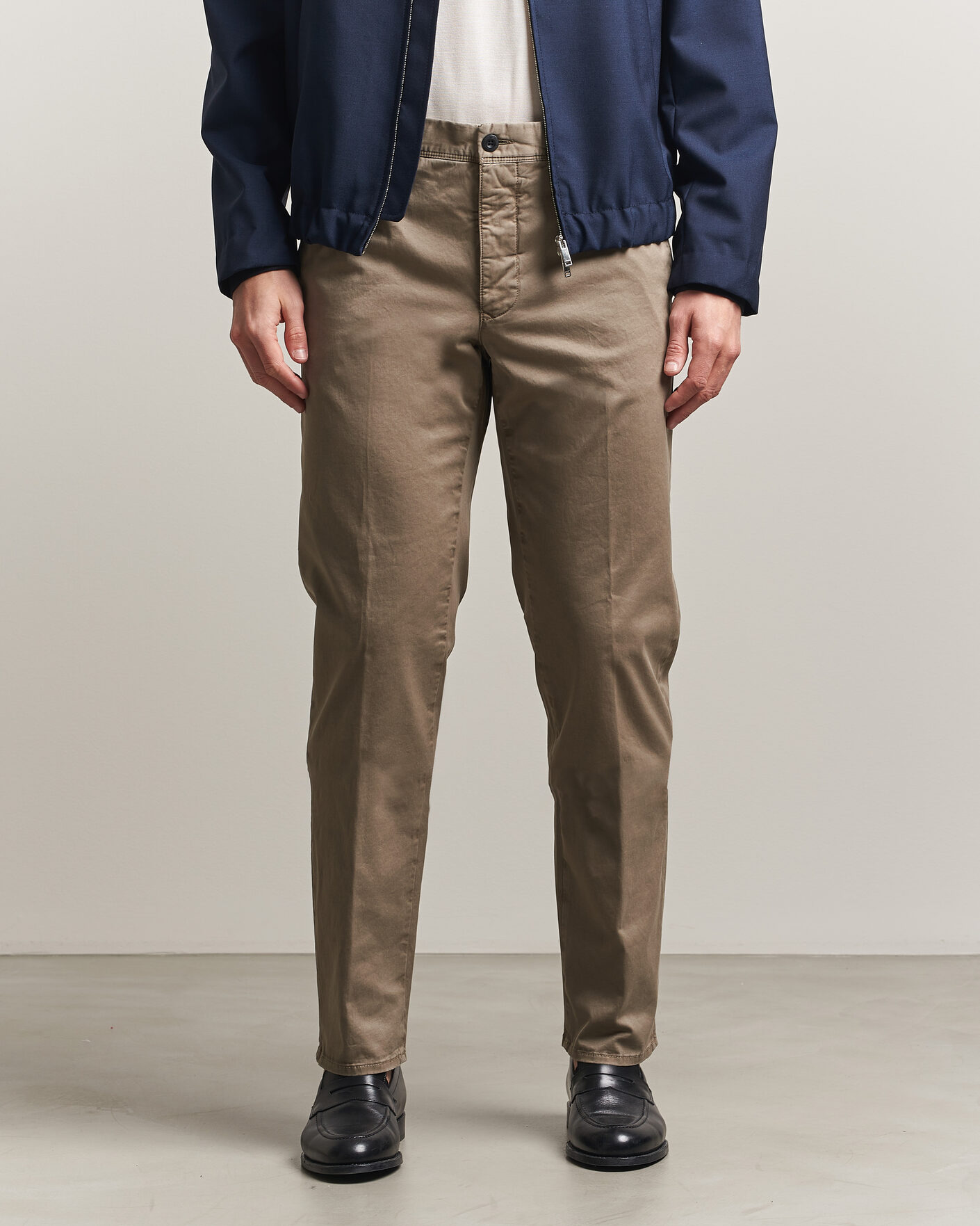 Homme | Pantalons | Incotex | Regular Fit Garment Dyed Slacks Brown