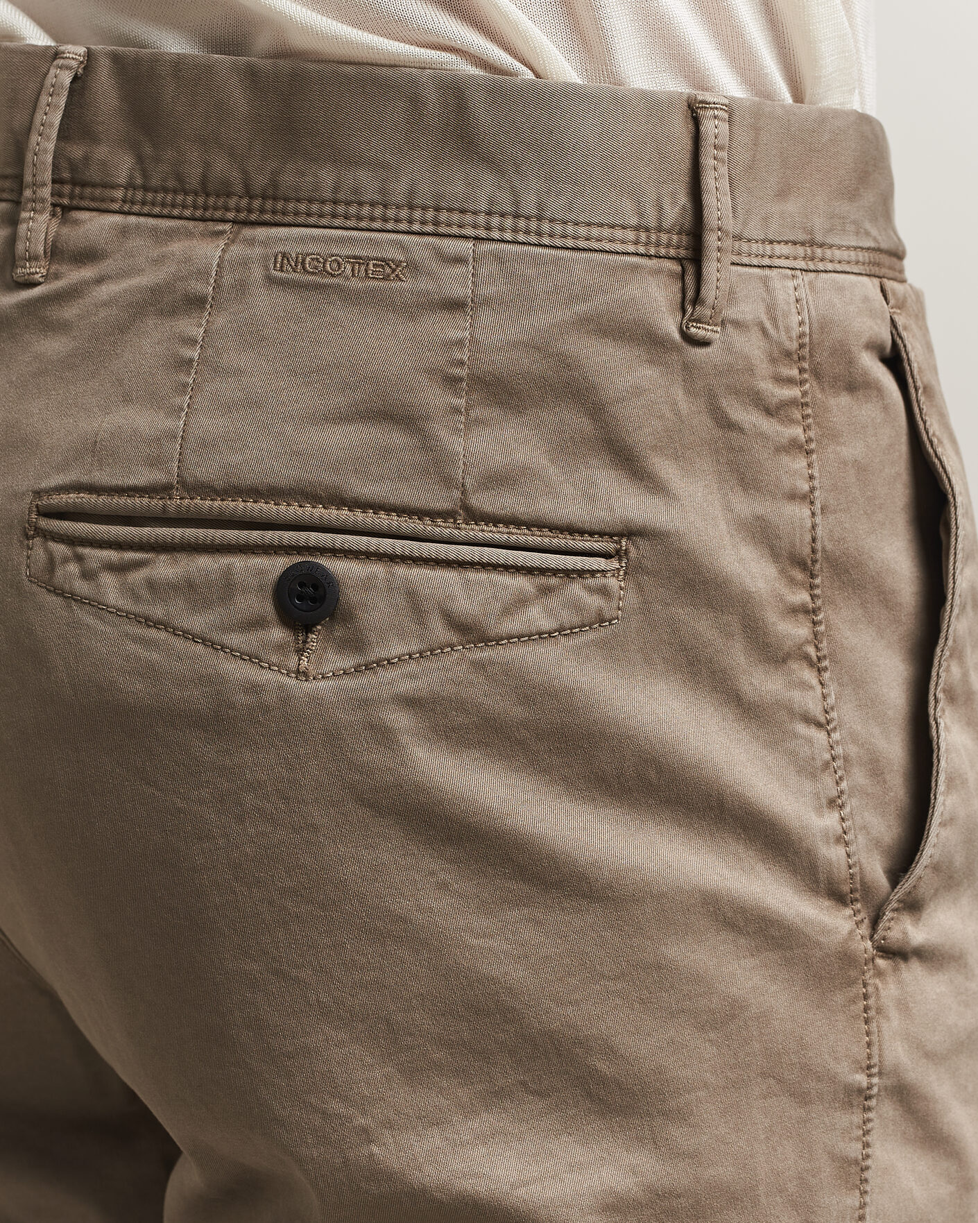 Homme | Pantalons | Incotex | Regular Fit Garment Dyed Slacks Brown