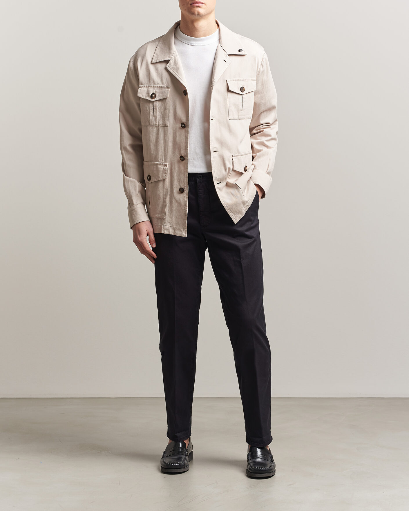 Homme | Pantalons | Incotex | Regular Fit Garment Dyed Slacks Navy