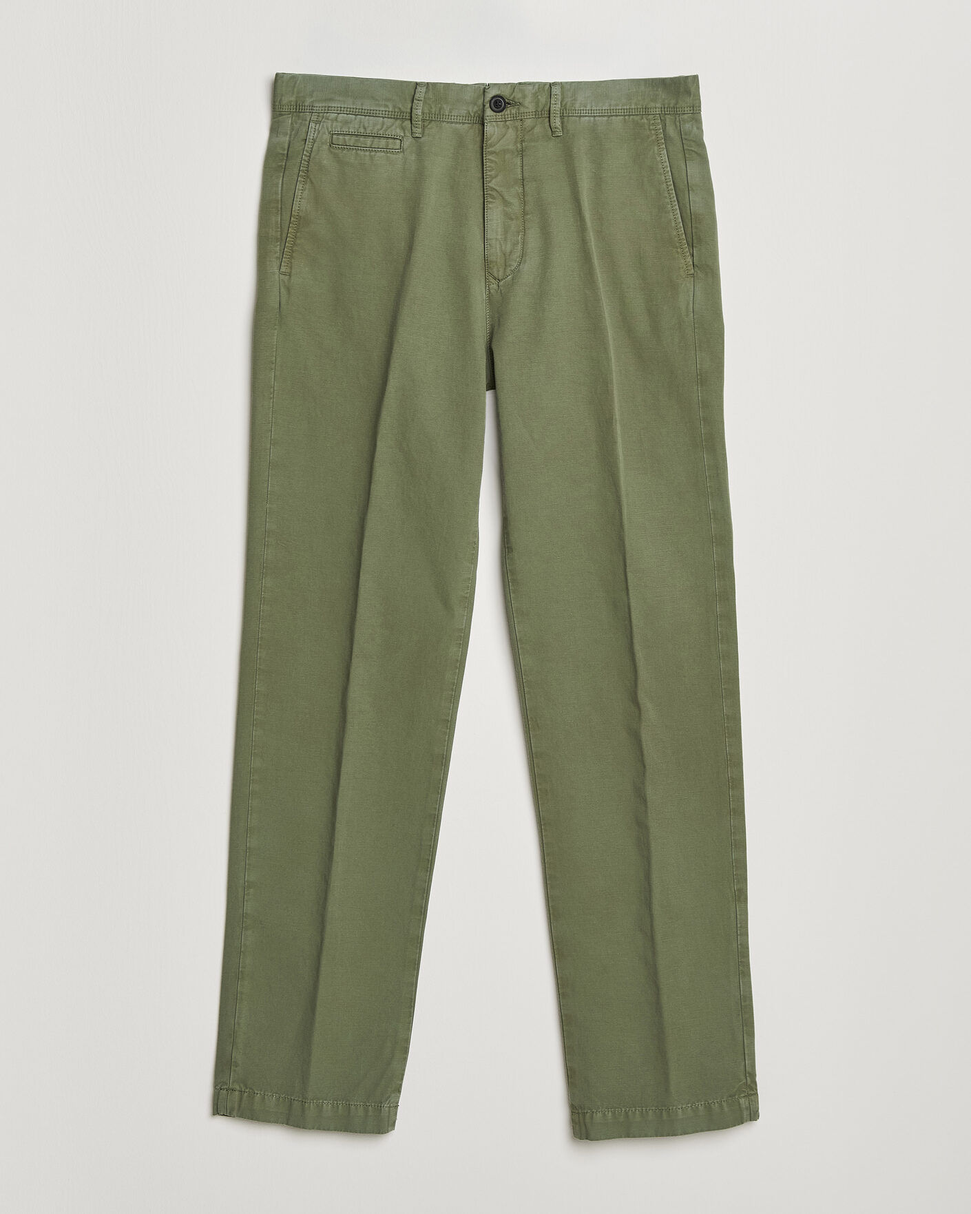 Homme | Pantalons | Incotex | Regular Fit Cotton/Linen Slacks Military