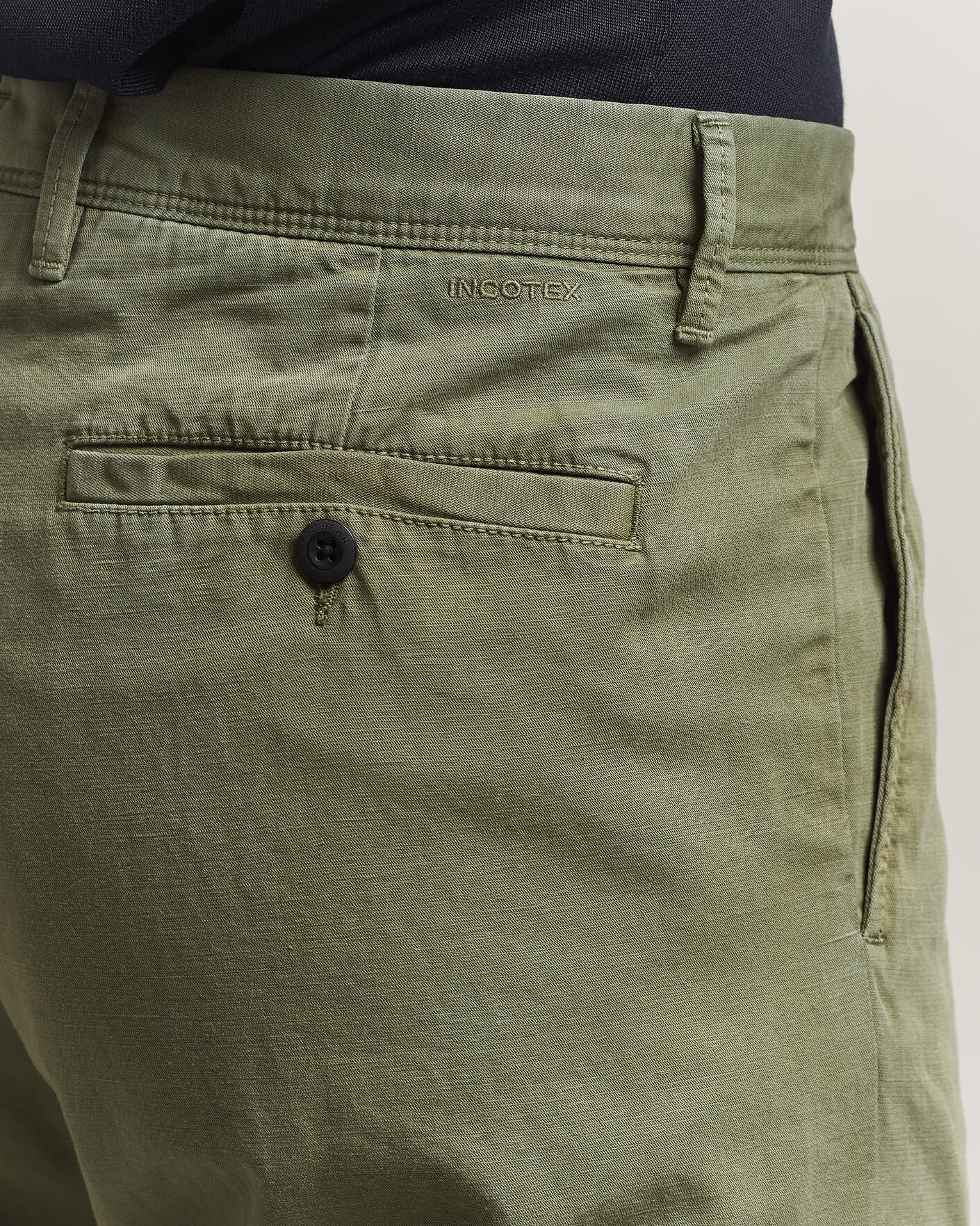 Homme | Pantalons | Incotex | Regular Fit Cotton/Linen Slacks Military