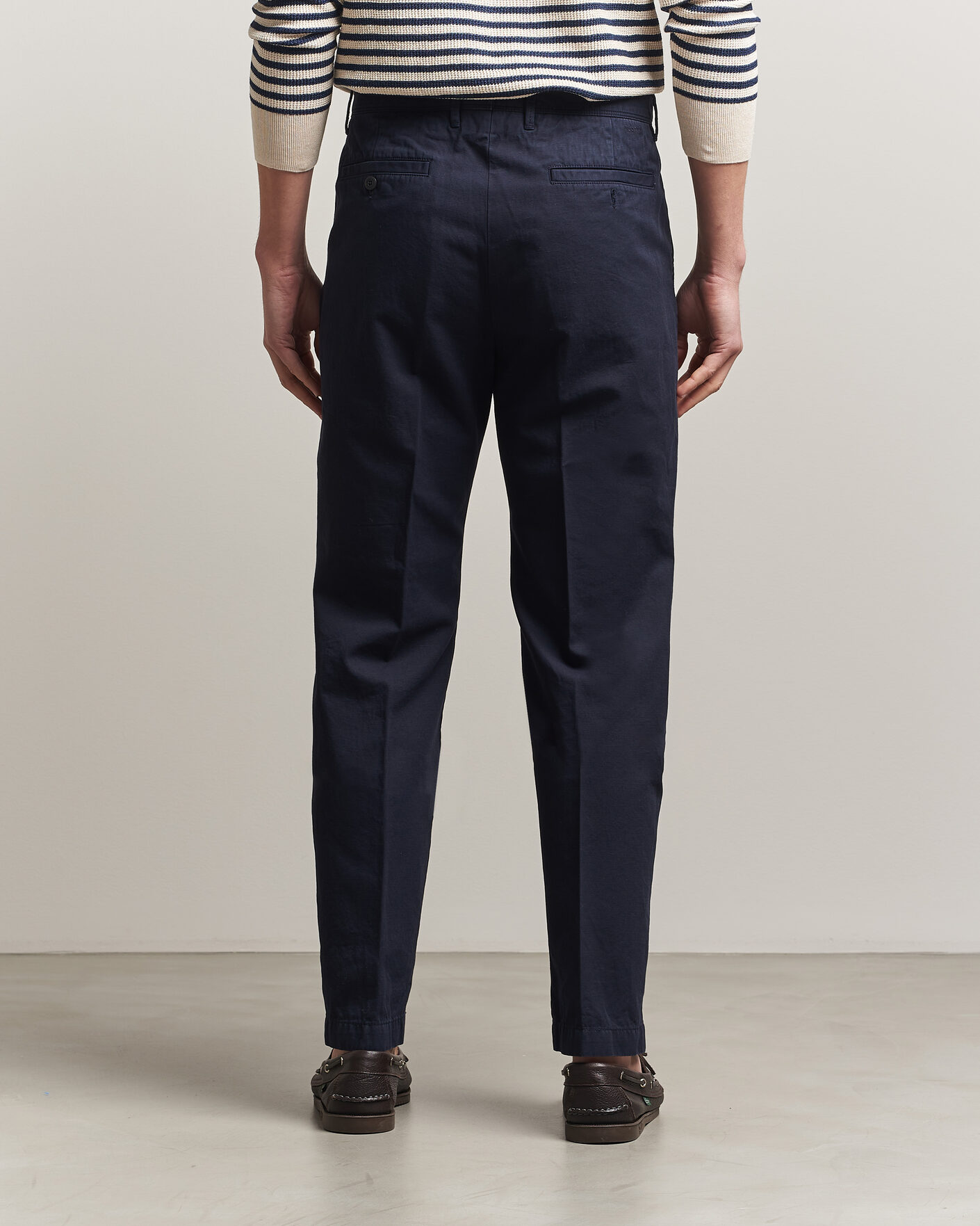Homme | Pantalons | Incotex | Regular Fit Cotton/Linen Slacks Navy