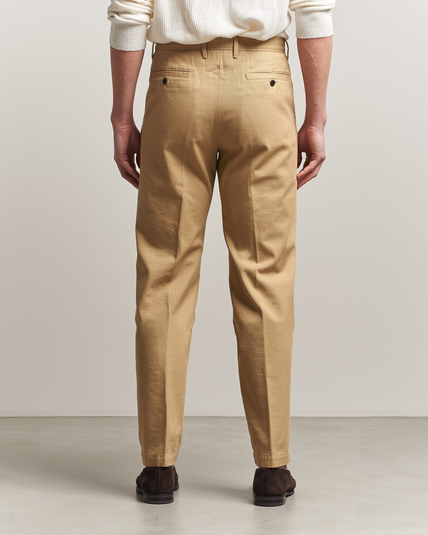 Homme | Pantalons | Incotex | Regular Fit Uniform Cotton Slacks Khaki