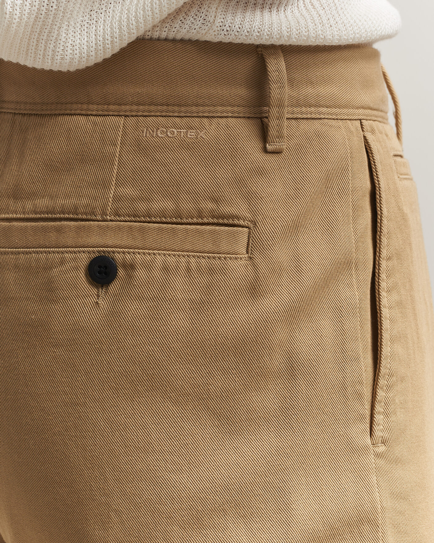 Homme | Pantalons | Incotex | Regular Fit Uniform Cotton Slacks Khaki