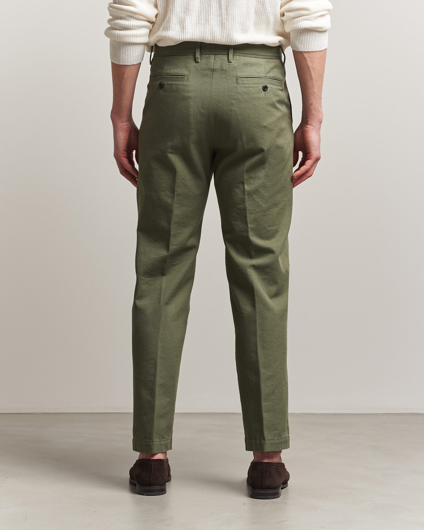 Homme | Pantalons | Incotex | Regular Fit Uniform Cotton Slacks Military