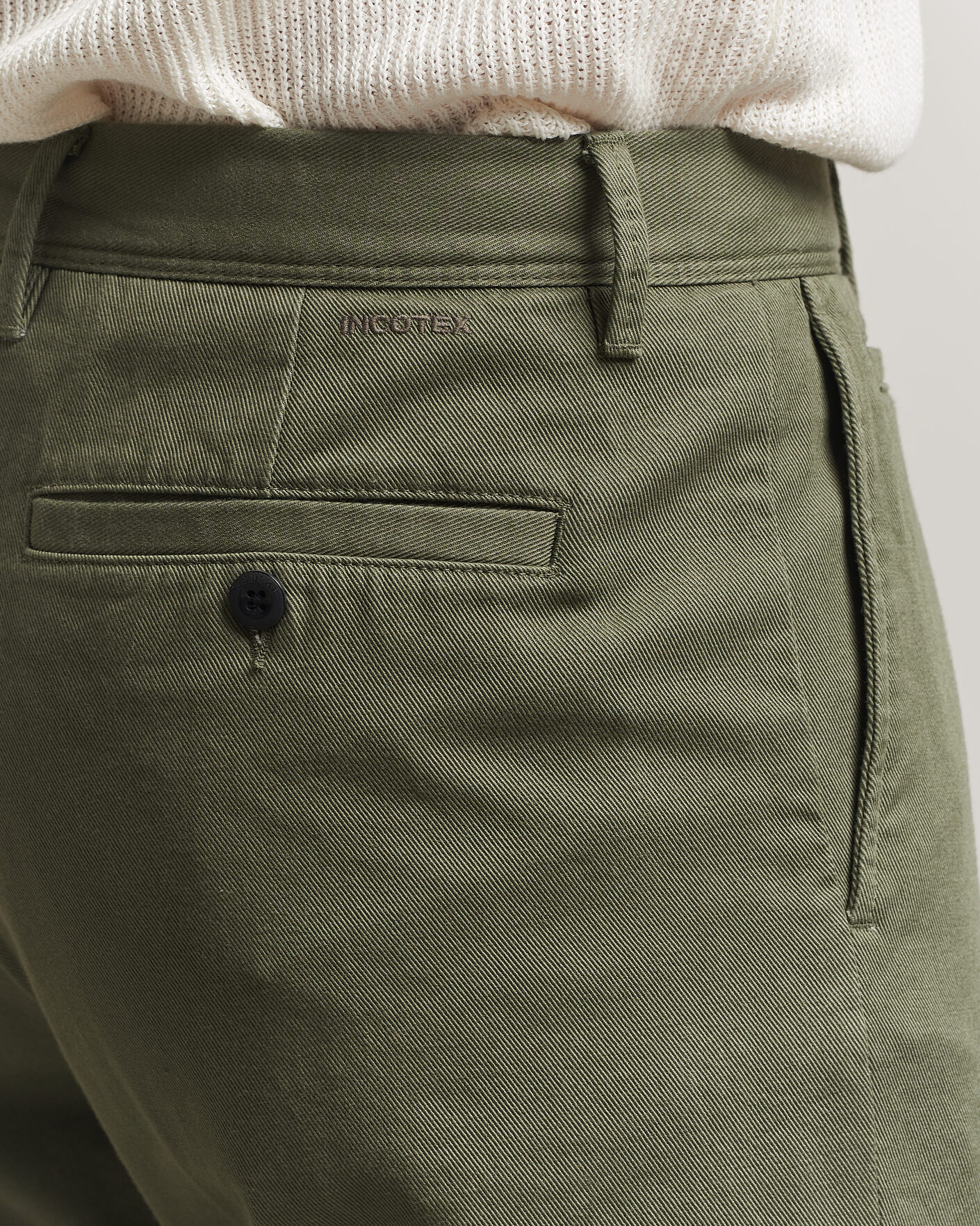 Homme | Pantalons | Incotex | Regular Fit Uniform Cotton Slacks Military