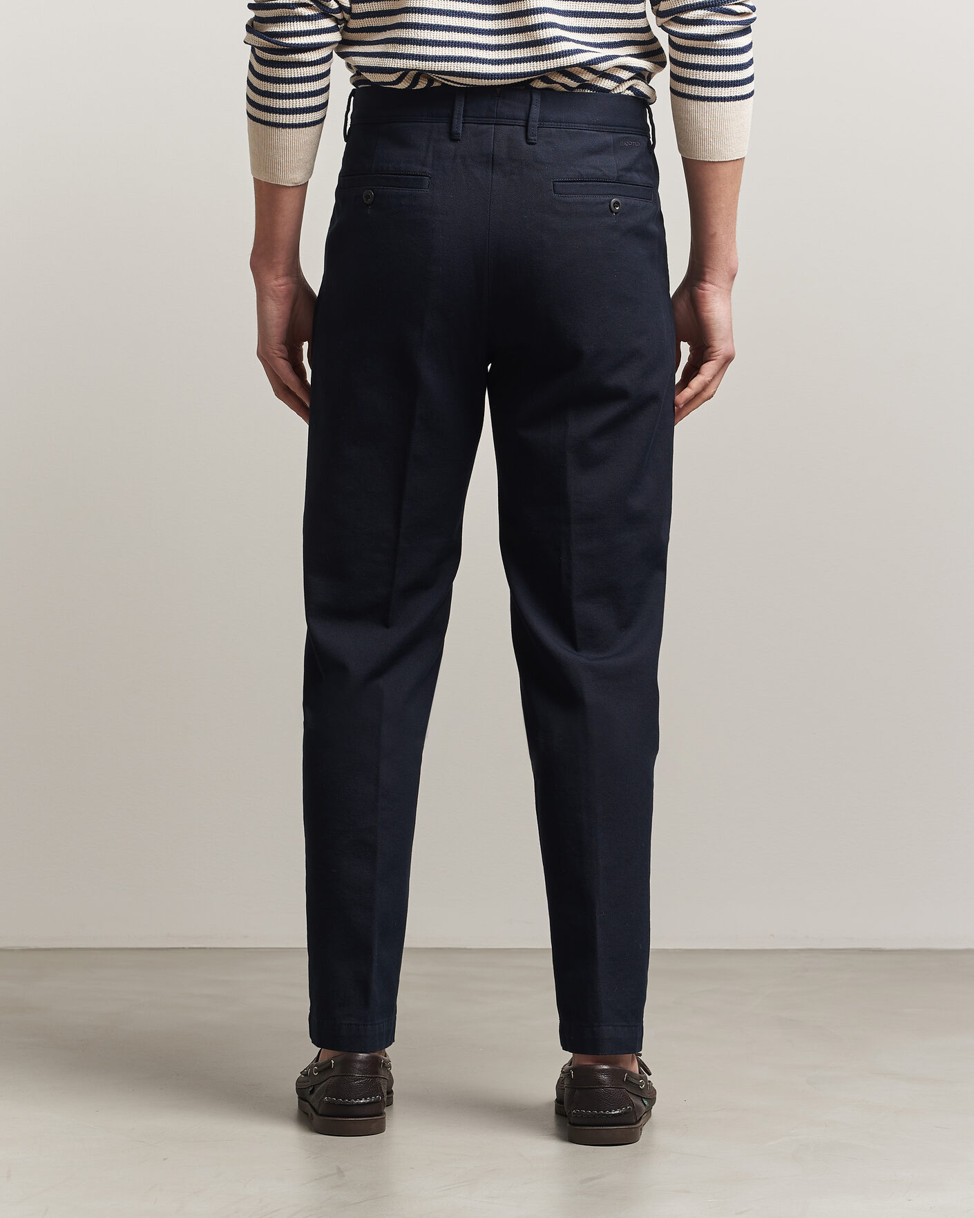 Homme | Pantalons | Incotex | Regular Fit Uniform Cotton Slacks Navy