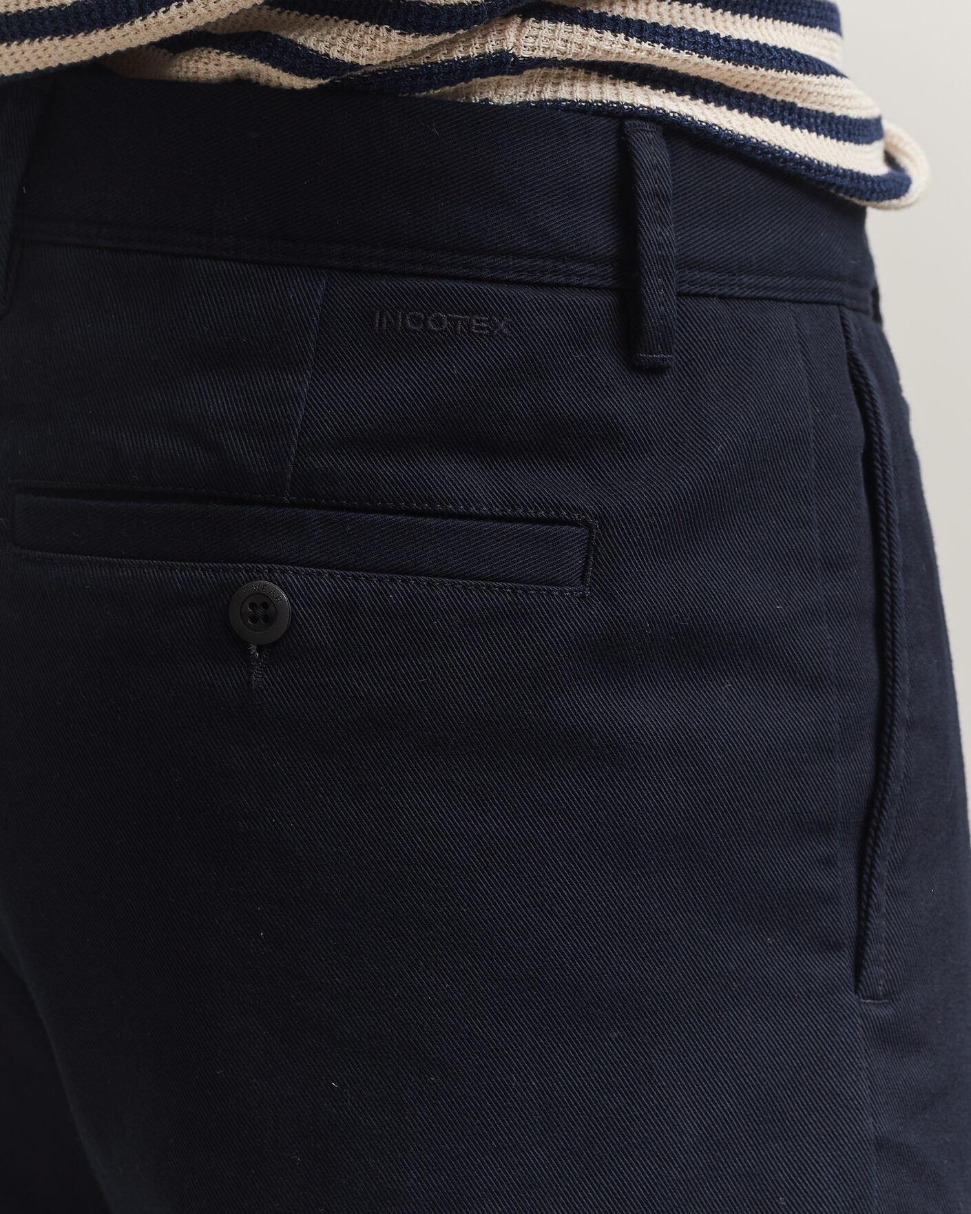 Homme | Pantalons | Incotex | Regular Fit Uniform Cotton Slacks Navy