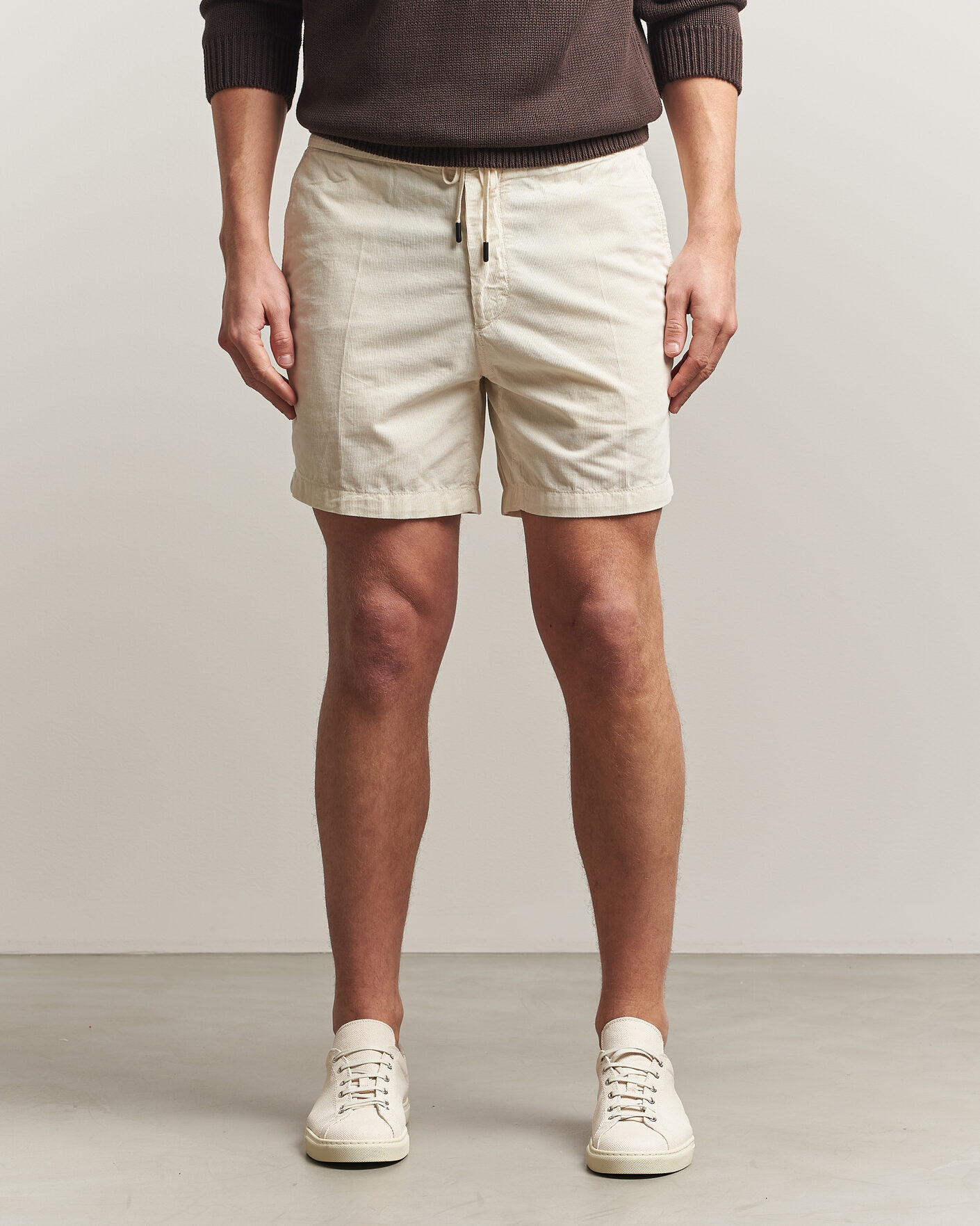 Homme | Shorts | Incotex | Baby Corduroy Drawstring Shorts Off White