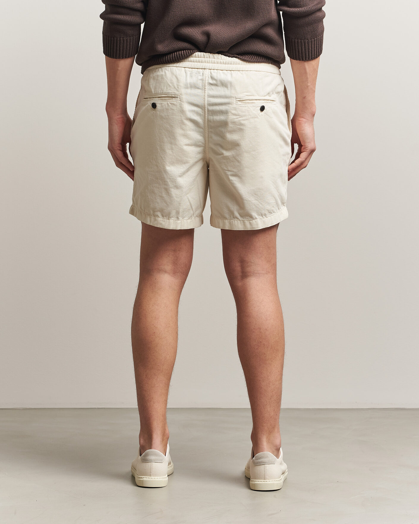Homme | Shorts | Incotex | Baby Corduroy Drawstring Shorts Off White