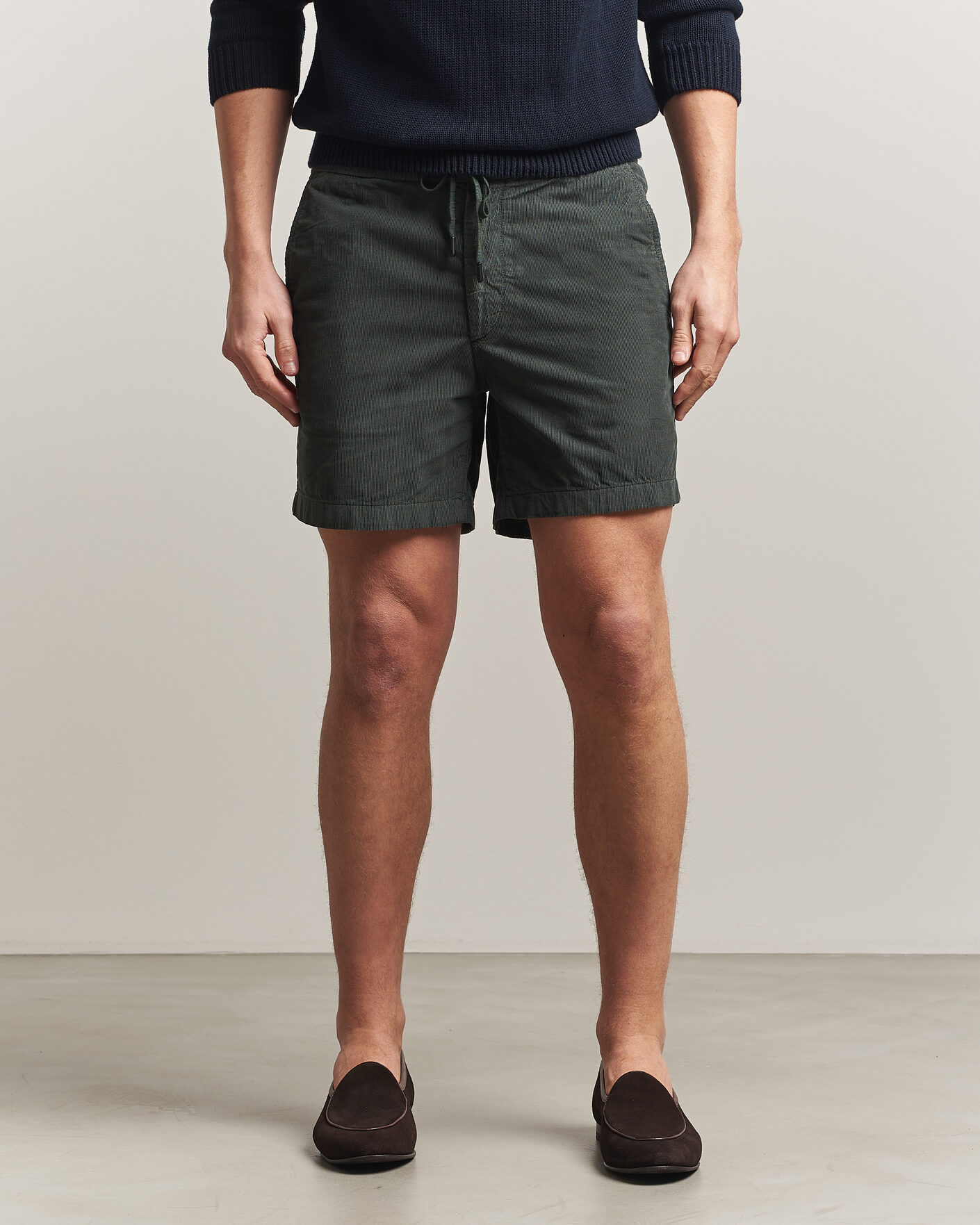 Homme | Shorts | Incotex | Baby Corduroy Drawstring Shorts Dark Green