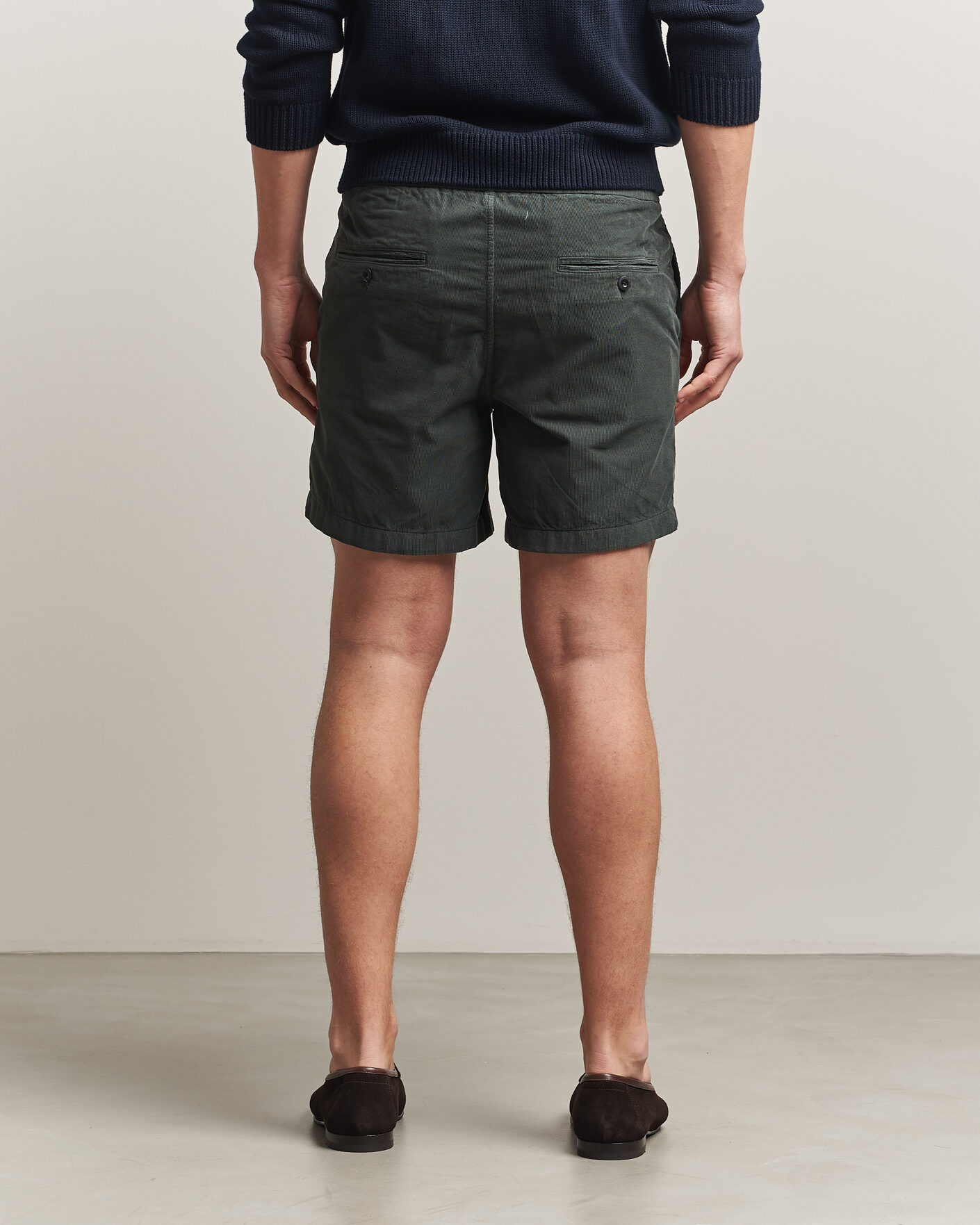 Homme | Shorts | Incotex | Baby Corduroy Drawstring Shorts Dark Green