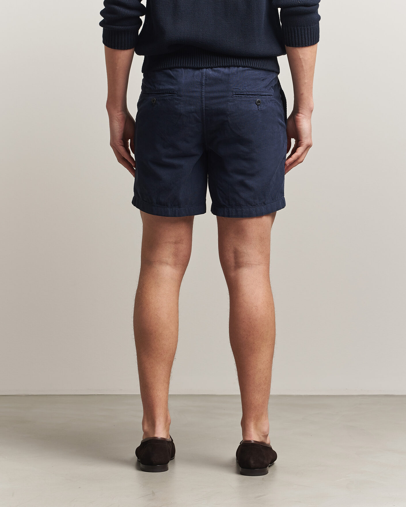 Homme | Shorts | Incotex | Baby Corduroy Drawstring Shorts Navy