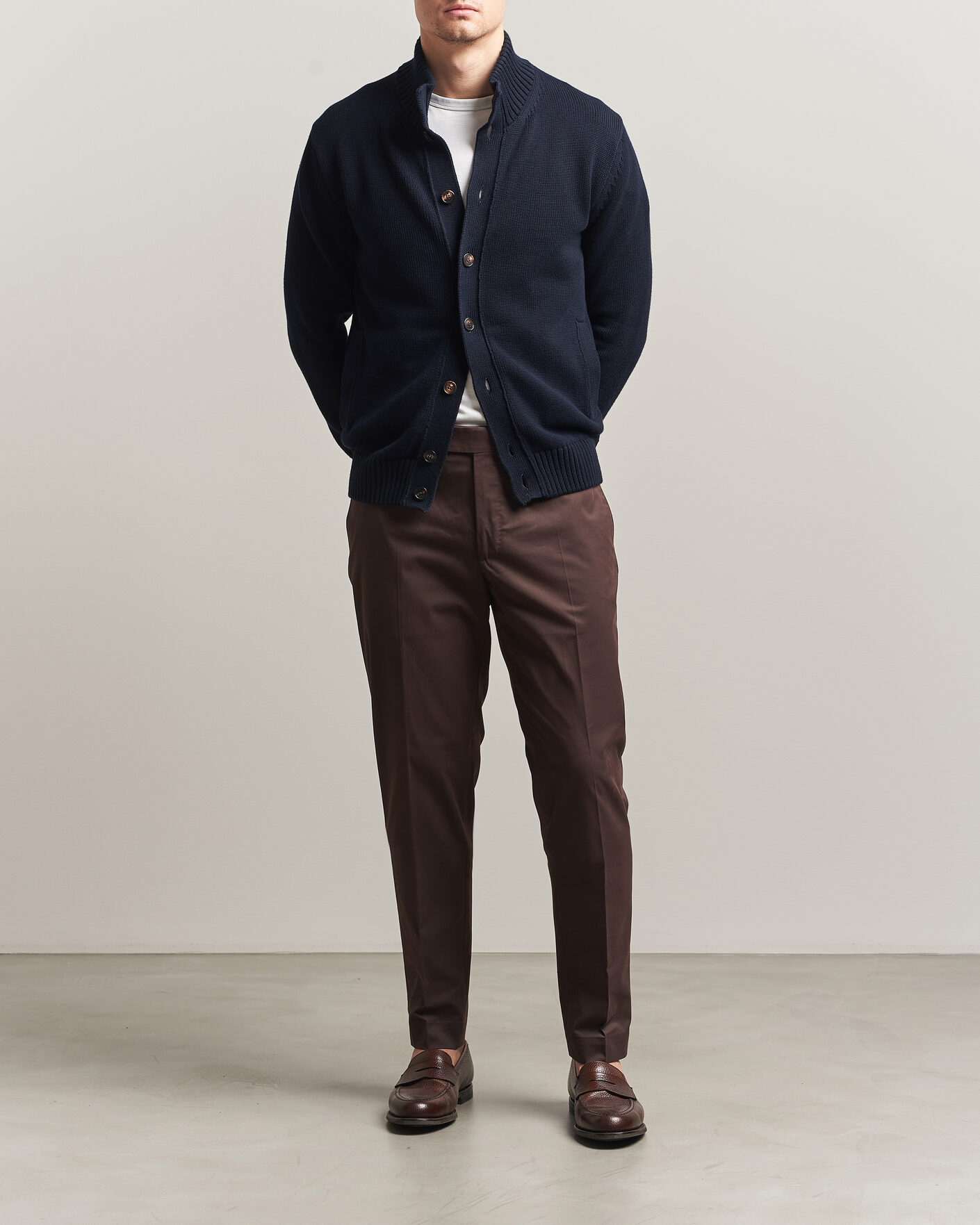 Homme | Pantalons | Incotex | Regular Fit Flexgab Cotton Chinos Dark Brown