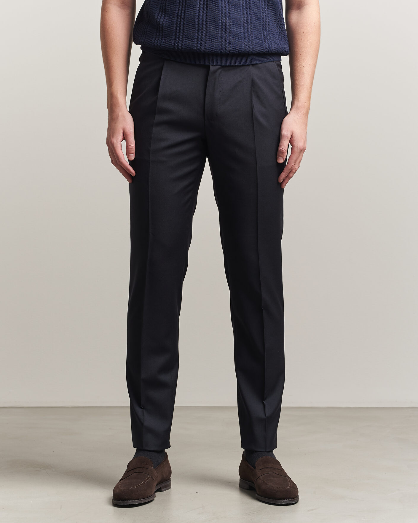 Homme | Pantalons | Incotex | Regular Fit Super 100s Wool Pants Blue