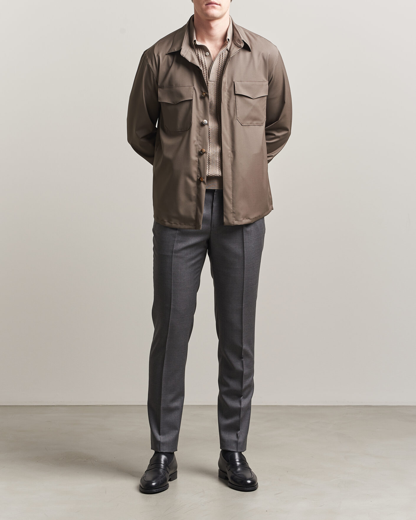 Homme | Pantalons | Incotex | Regular Fit Super 100s Wool Pants Grey Melange