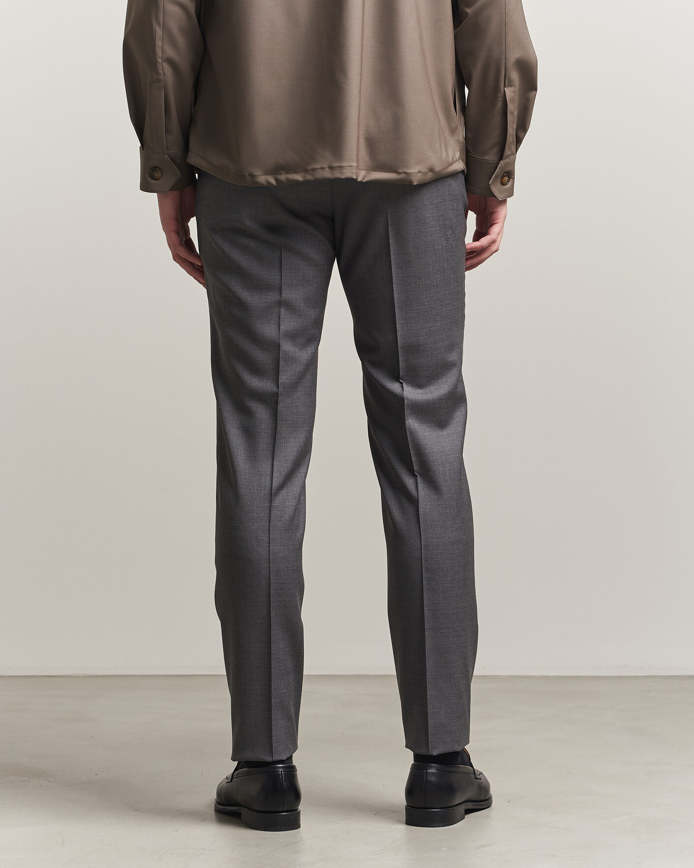 Homme | Pantalons | Incotex | Regular Fit Super 100s Wool Pants Grey Melange