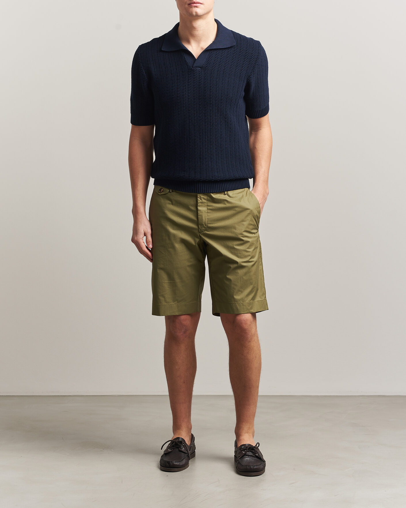 Homme | Shorts | Incotex | Cotton Poplin Shorts Olive