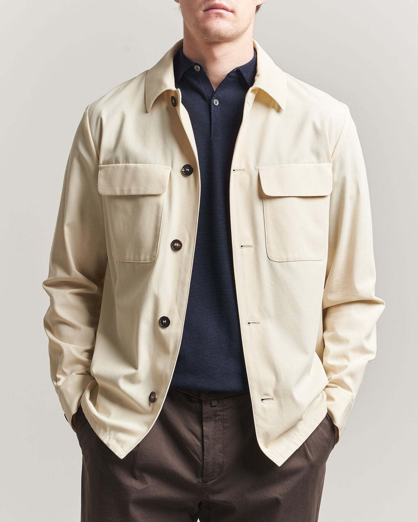 Homme | Chemises | Incotex | Ice Cotton Twill Overshirt Natural