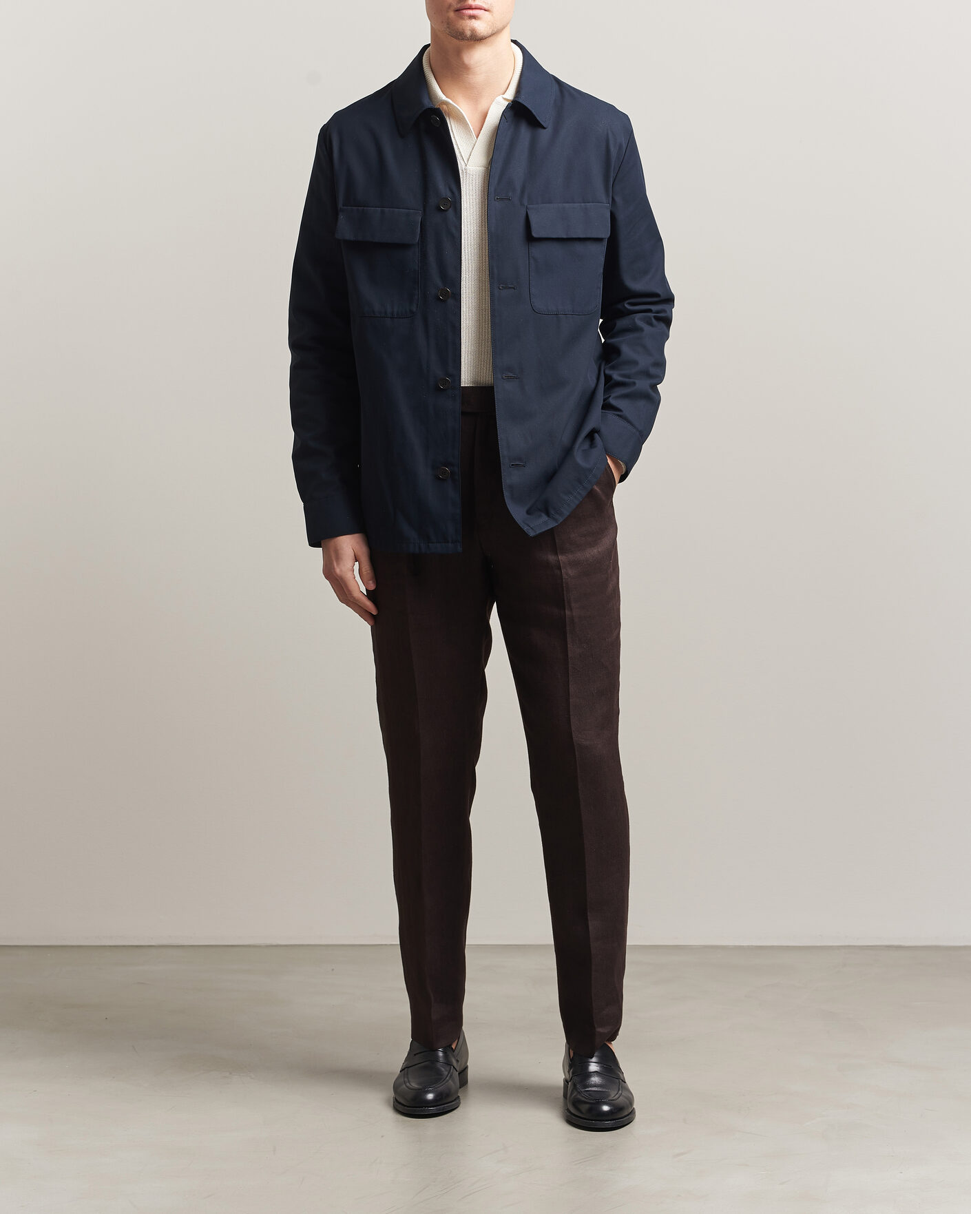 Homme | Chemises | Incotex | Ice Cotton Twill Overshirt Navy