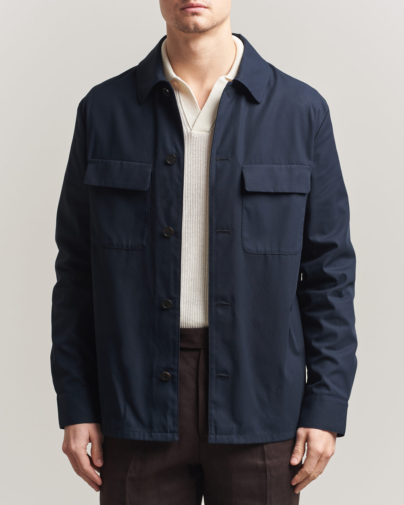 Homme | Chemises | Incotex | Ice Cotton Twill Overshirt Navy
