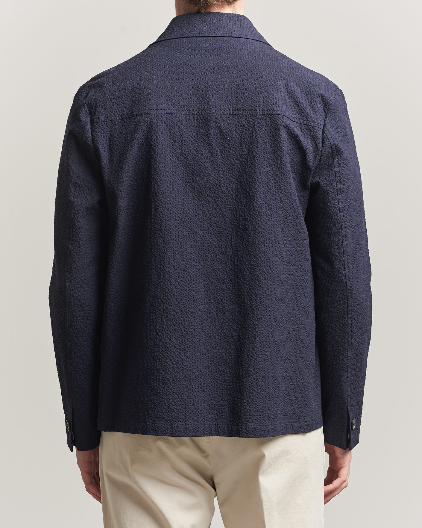 Homme | Manteaux Et Vestes | Incotex | Seersucker Cotton/Silk Chore Jacket Navy