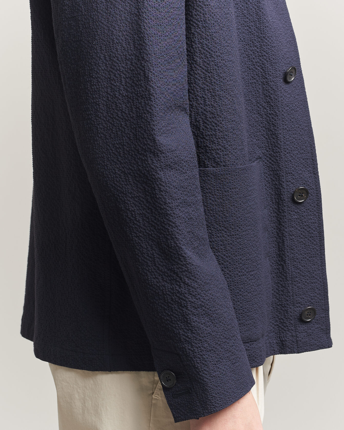 Homme | Manteaux Et Vestes | Incotex | Seersucker Cotton/Silk Chore Jacket Navy