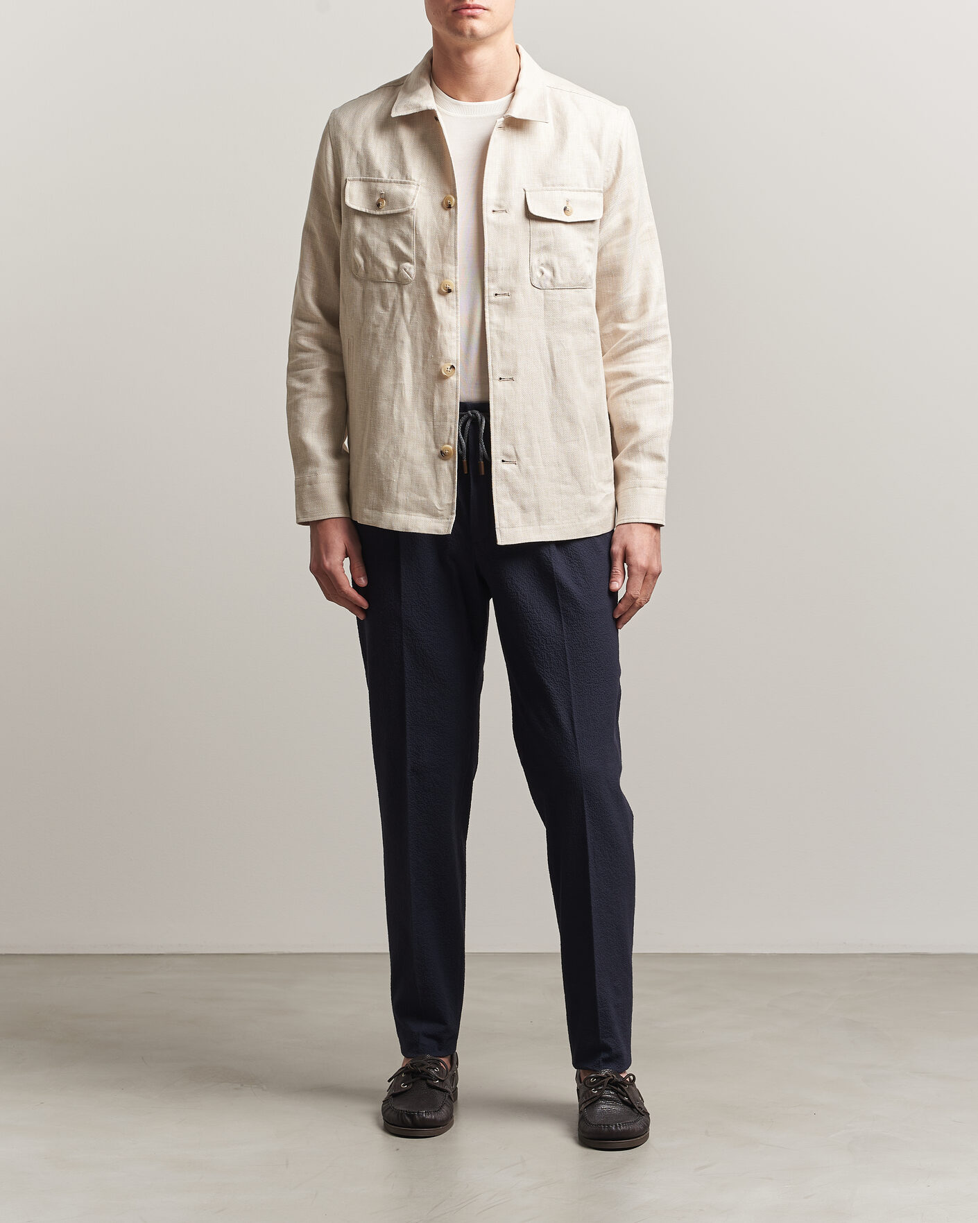 Homme | Pantalons | Incotex | Tapered Fit Seersucker Pants Navy