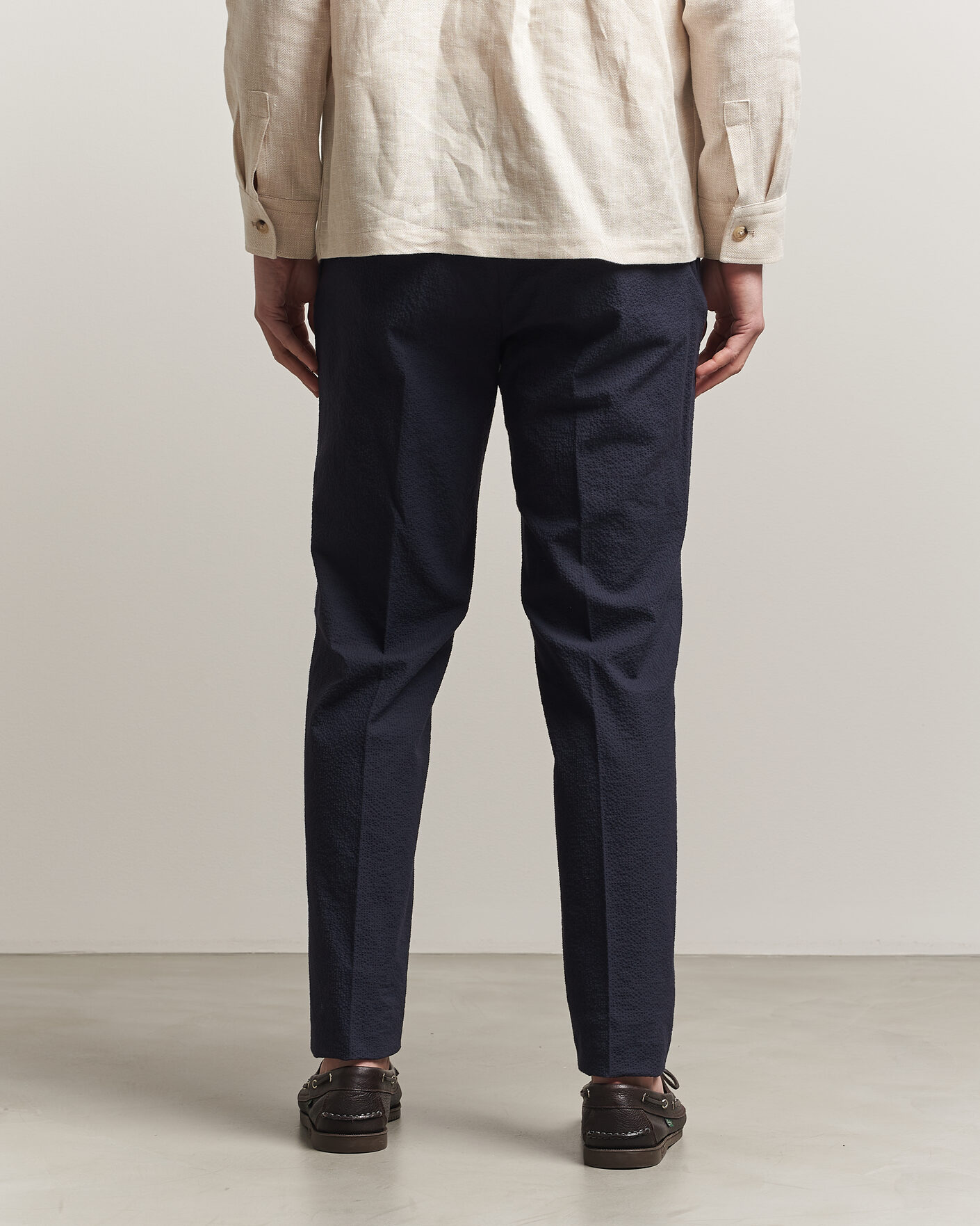 Homme | Pantalons | Incotex | Tapered Fit Seersucker Pants Navy