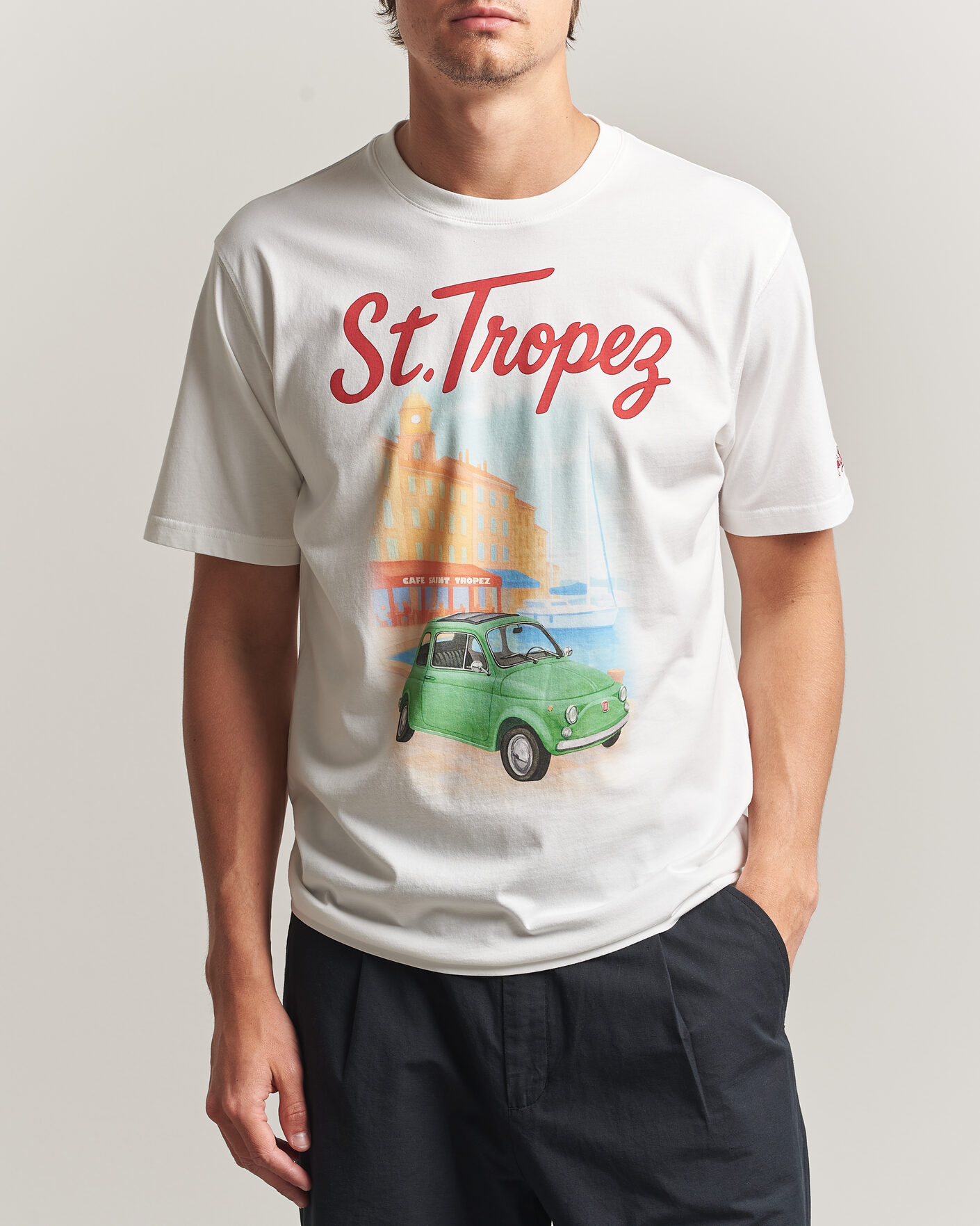 Homme | T-shirts | MC2 Saint Barth | Printed Cotton T-Shirt St Tropez Car