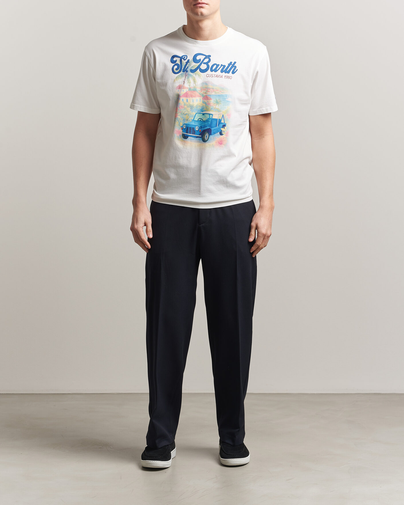 Homme | T-shirts | MC2 Saint Barth | Printed Cotton T-Shirt Ibiscus Car
