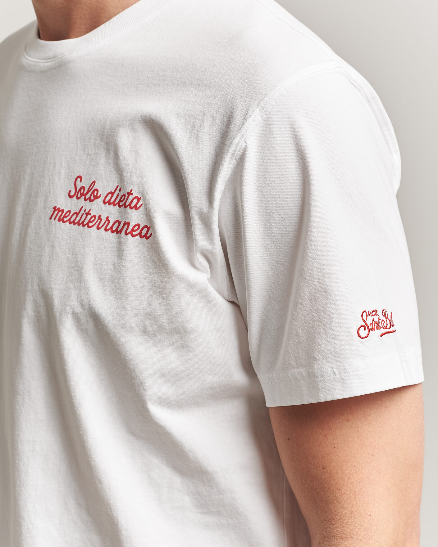 Homme | T-shirts | MC2 Saint Barth | Back Printed Cotton T-Shirt Dieta Mediterranea