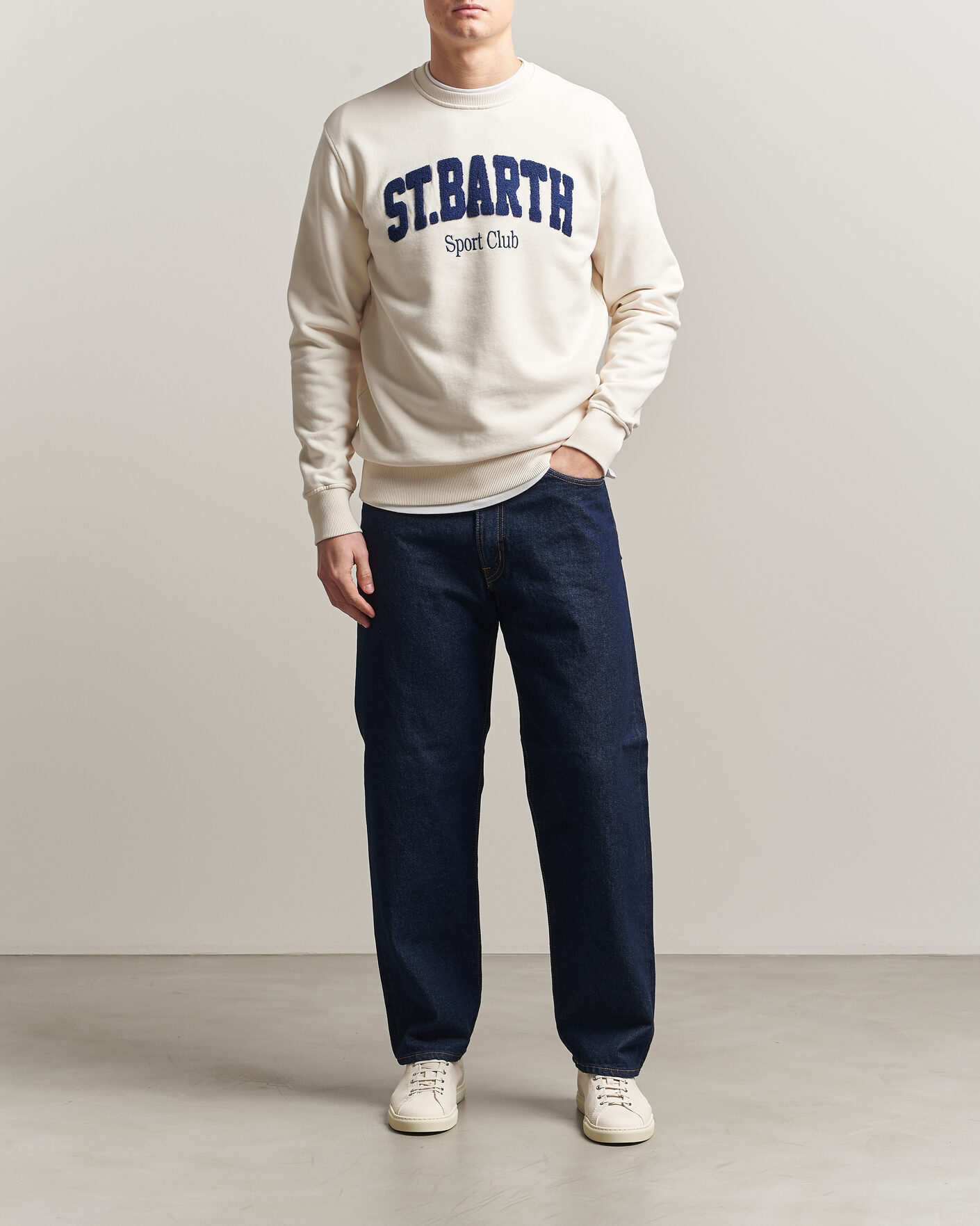 Homme | Pulls Et Tricots | MC2 Saint Barth | Terry Cotton Logo Sweatshirt Off White