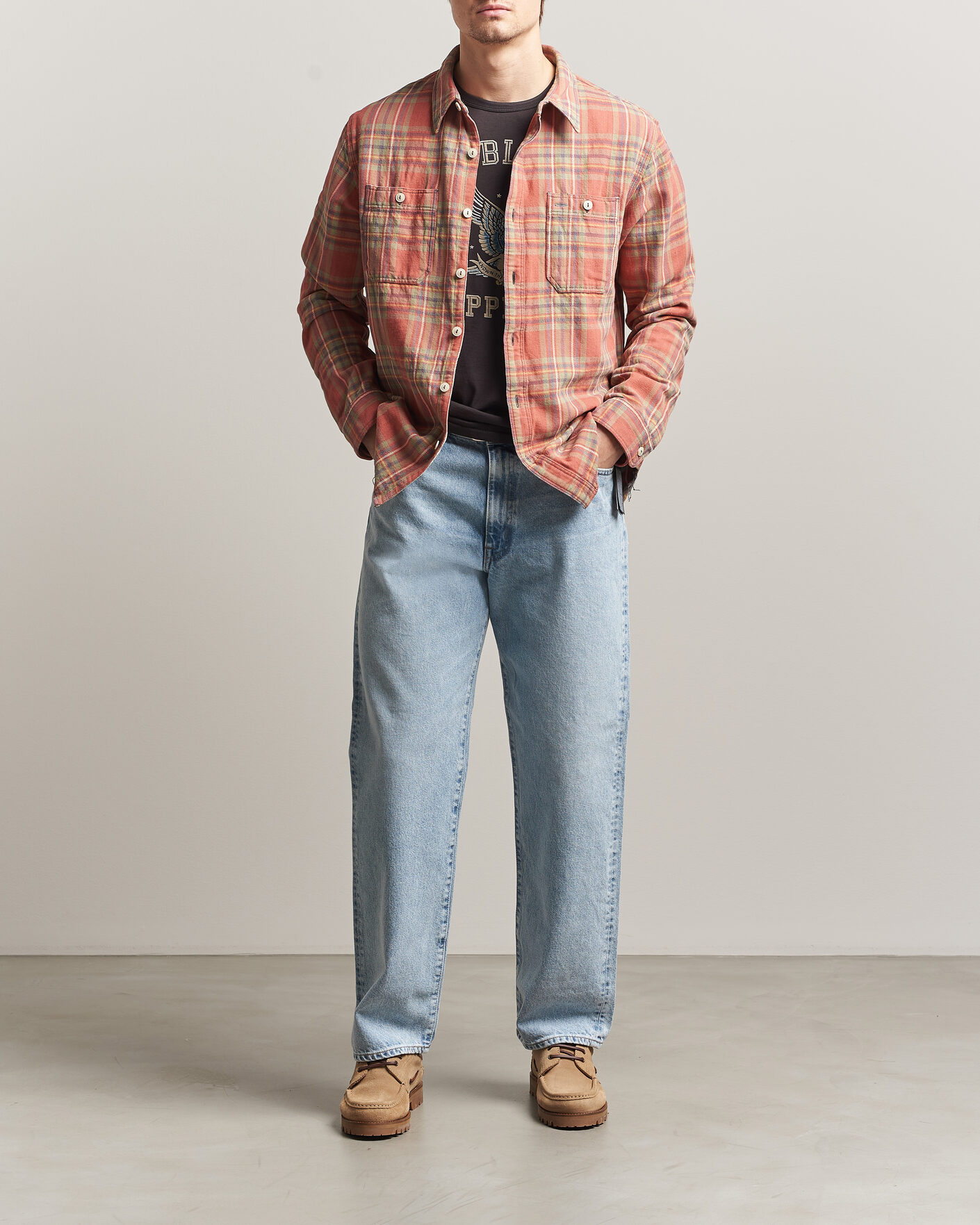 Homme | Chemises | RRL | Cameron Double Pocket Shirt Red/Blue Check