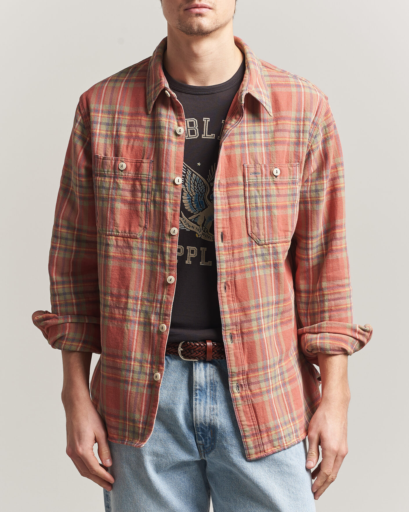 Homme | Chemises | RRL | Cameron Double Pocket Shirt Red/Blue Check