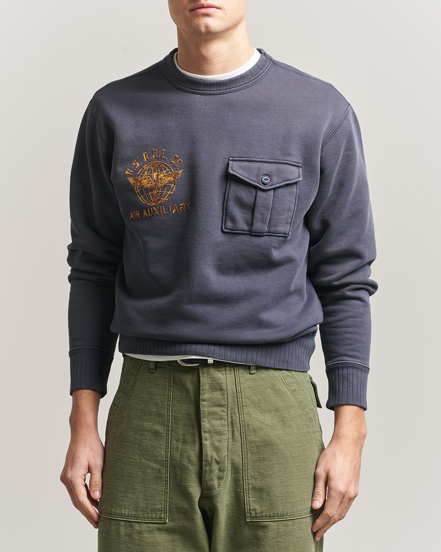 Homme | Pulls Et Tricots | RRL | Training Crew Sweatshirt Faded Blue