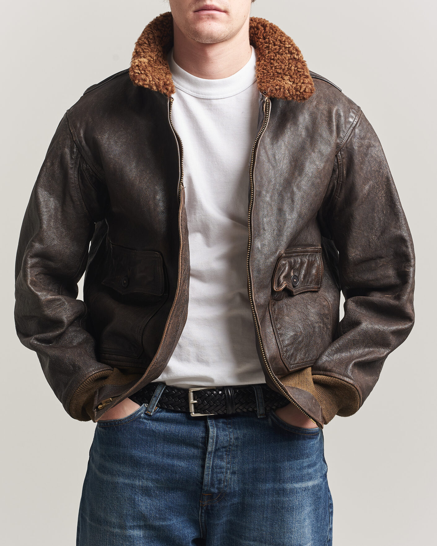 Homme | Manteaux Et Vestes | RRL | Pratt Leather Jacket Vintage Brown