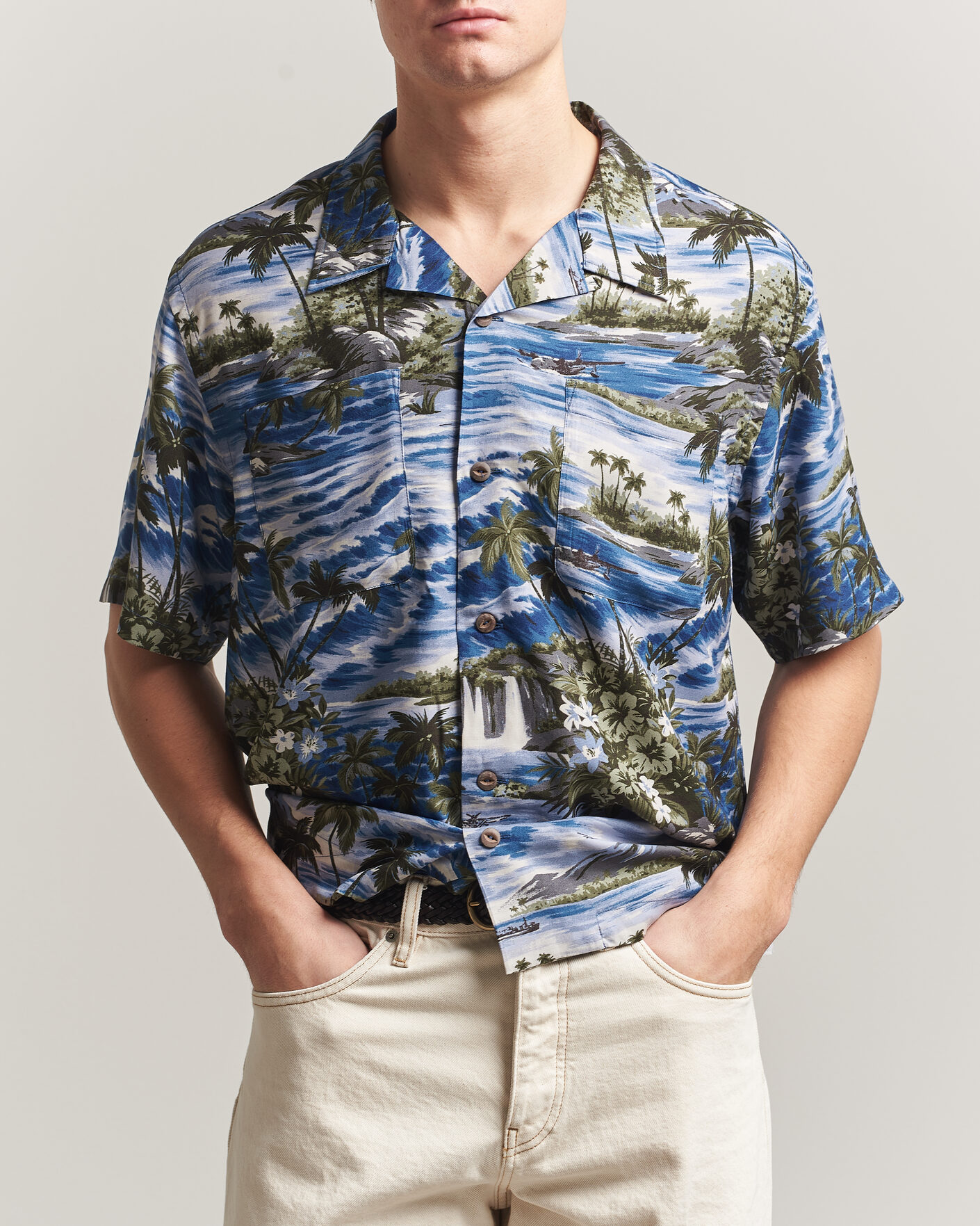 Homme | Chemises | RRL | Printed Camp Shirt Blue