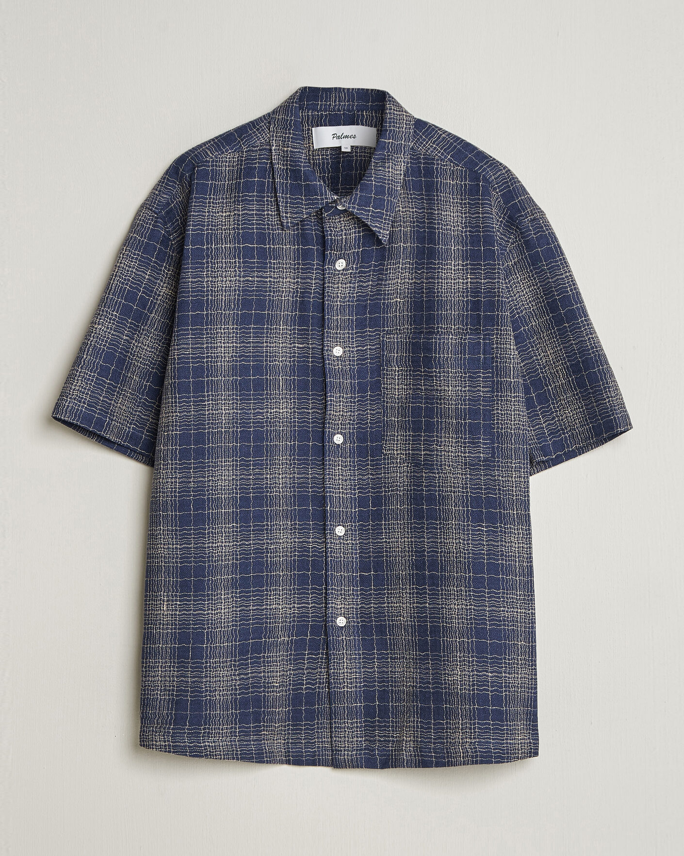 Homme | Chemises | Palmes | Cotton/Linen Short Sleeve Shirt Navy Check