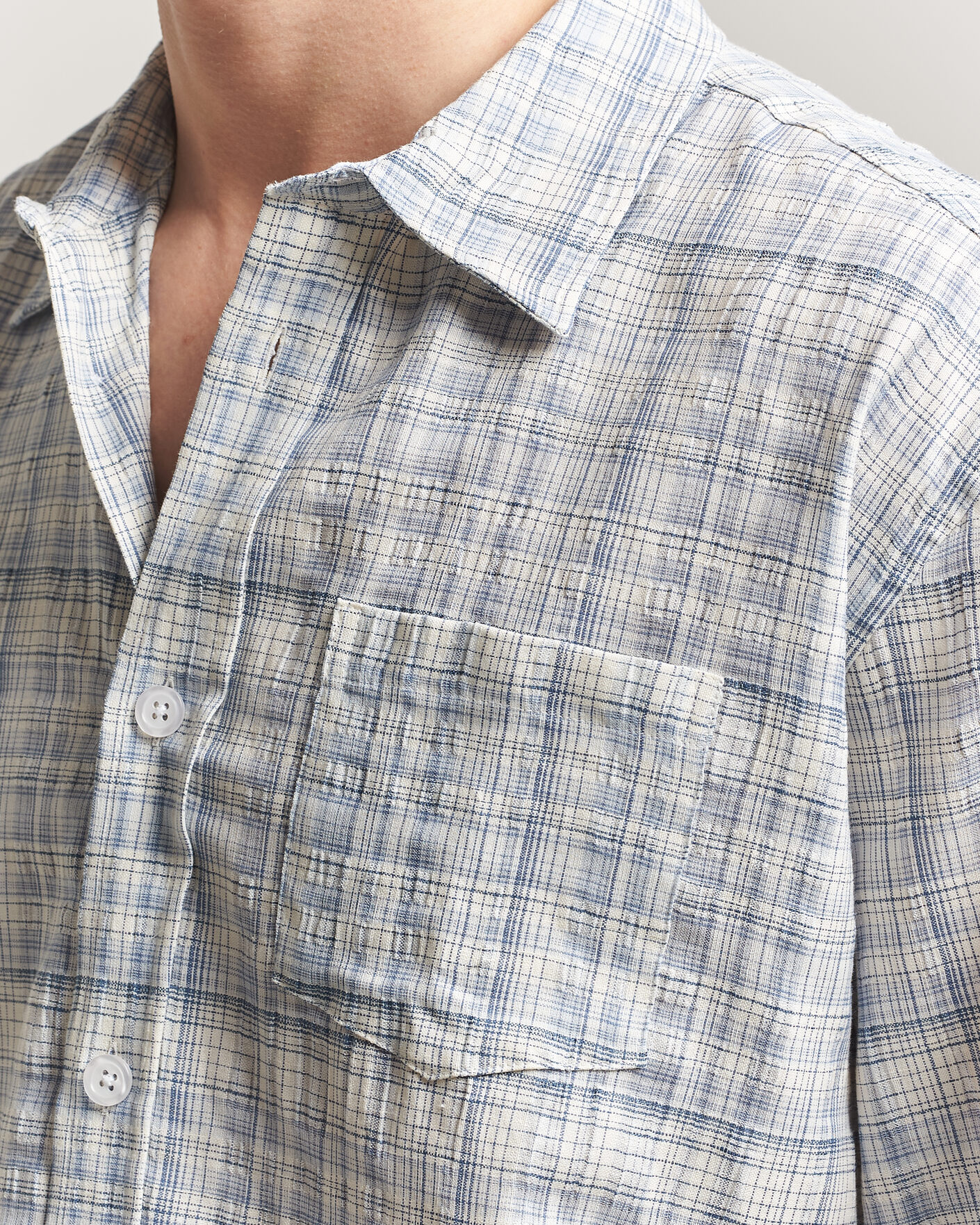 Homme | Chemises | Palmes | Cotton/Linen Shirt Light Blue Check