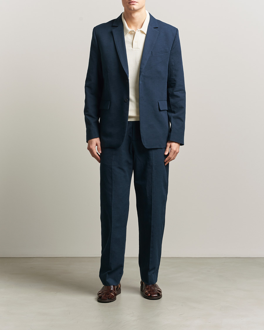 Homme | Pantalons | Palmes | Pleated Cotton Trousers Navy